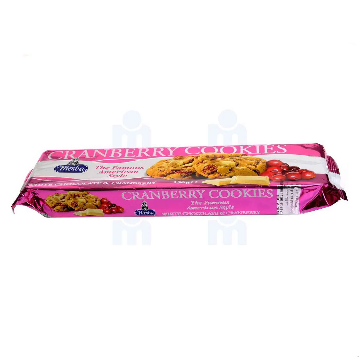 Cookies chocolat blanc et canneberges séchées et sucrées 175g - MERBA.