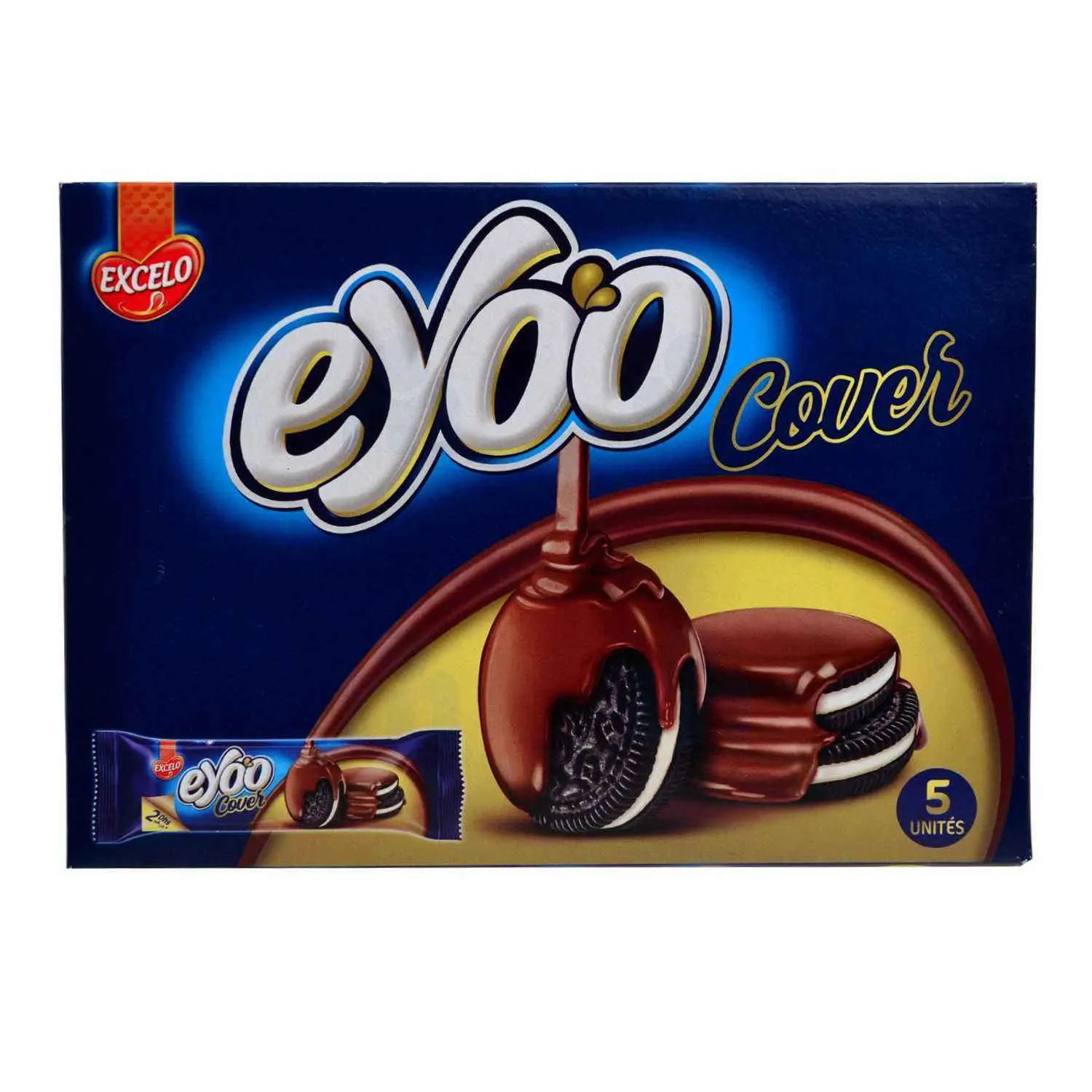 Biscuits au cacao avec fourrage goût vanille et enrobés au cacao Eyoo x5-EXCELO