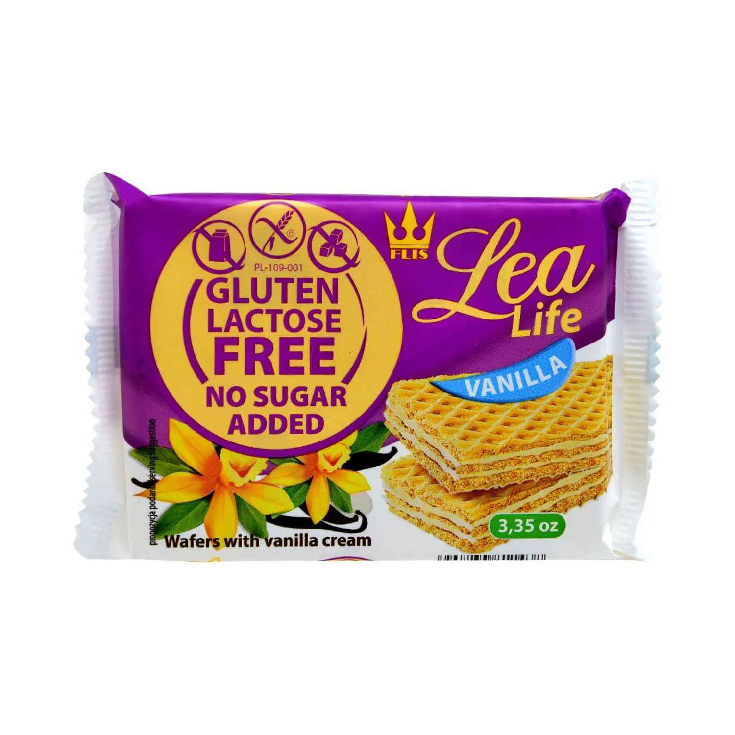 Gaufrettes à la crème vanille sans gluten et sans sucre ajouté 95g - LEA LIFE