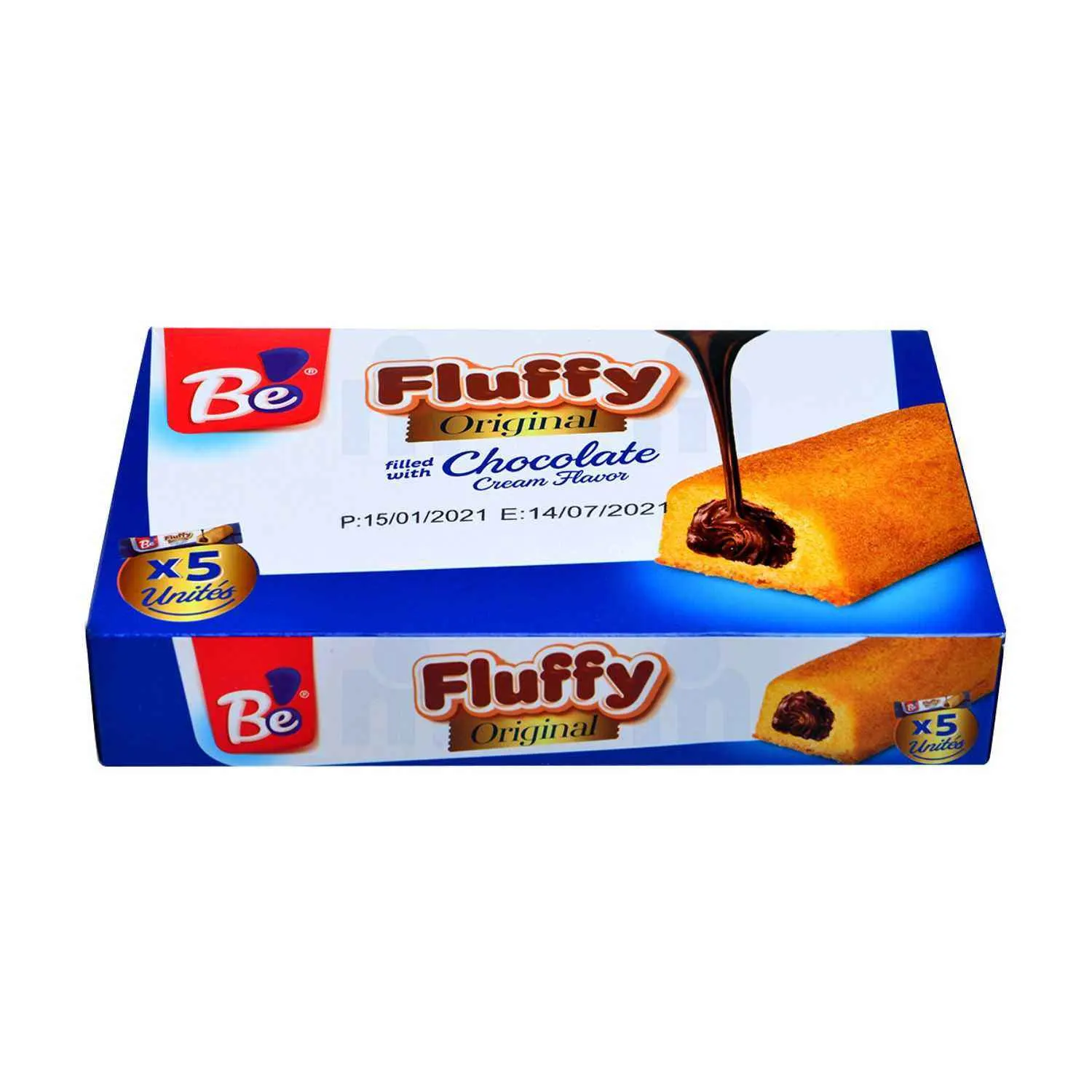 Cake goût lait vanillé fourré crème cacao Original Fluffy x5 225g - BE