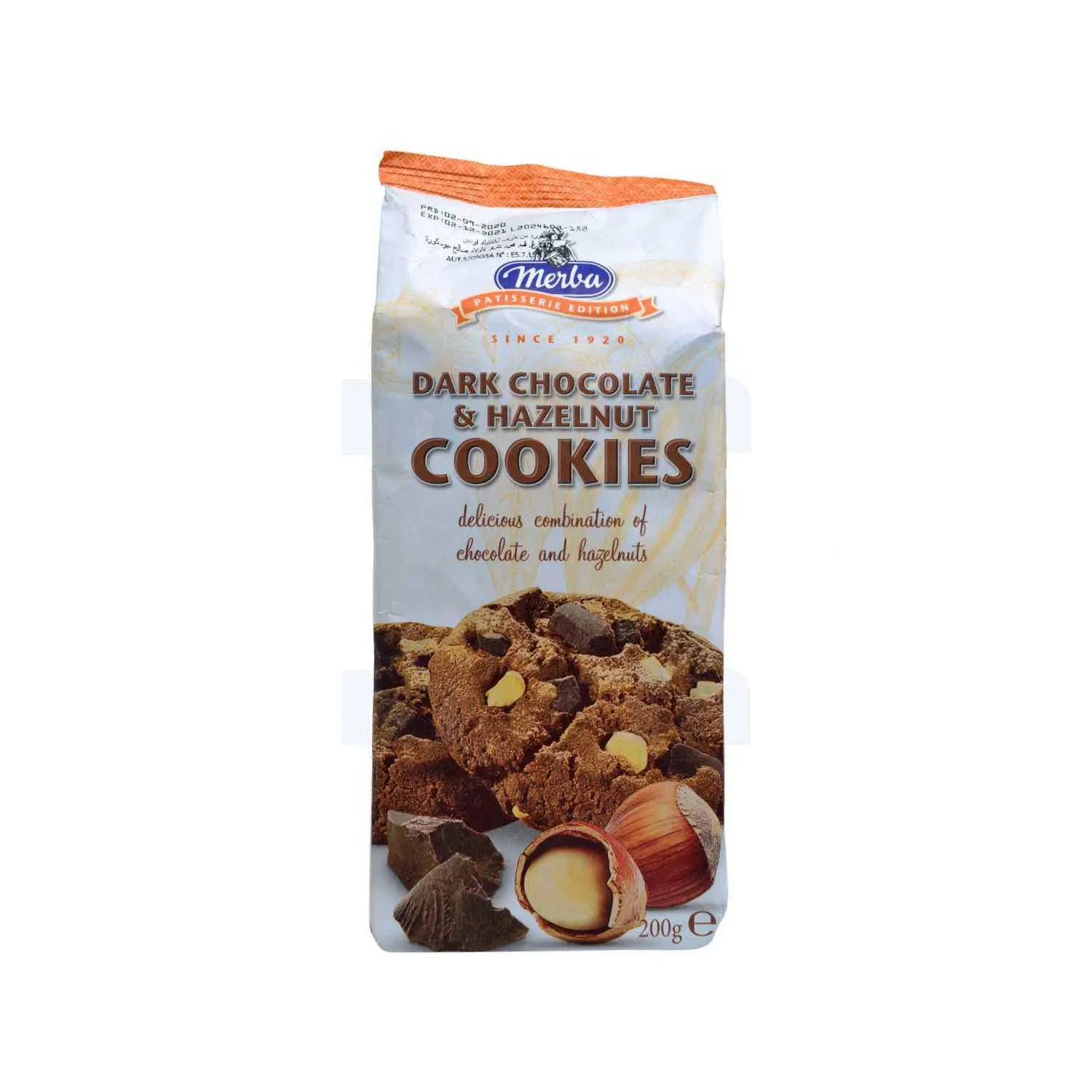 Cookies chocolat noir et noisette 200g - MERBA