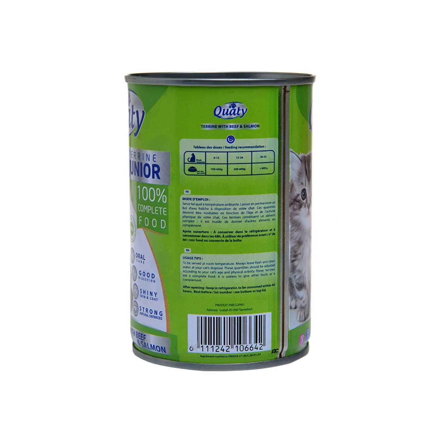 Terrine au bœuf et saumon pour chat junior 400g - QUATY - vue 2
