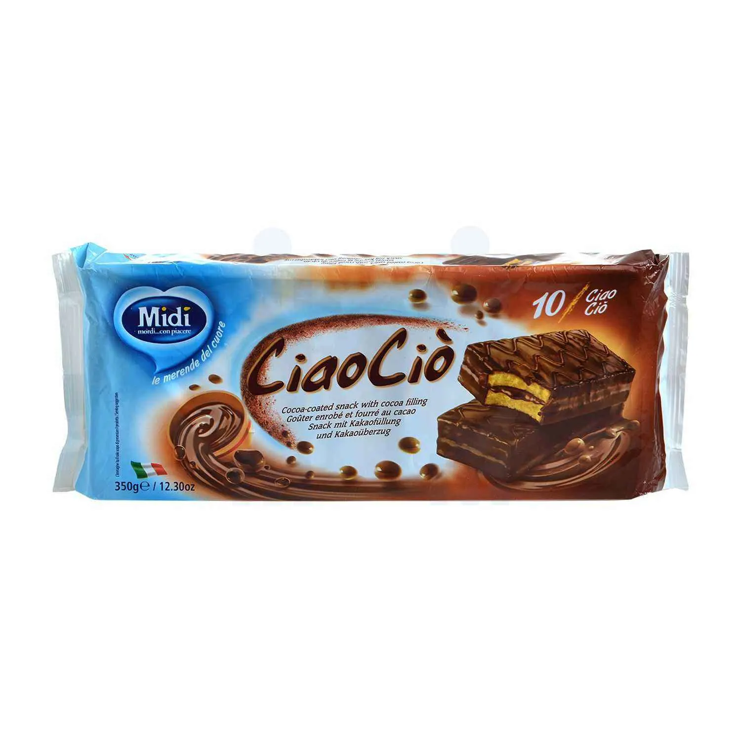 Genoise enrobée de cacao et fourrée au lait CiaoMilk x10 350g - MIDI