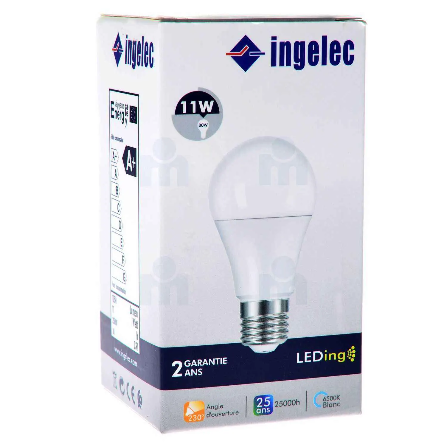 Ampoule LED A60 11W E27 6500K lumière blanche - INGELEC