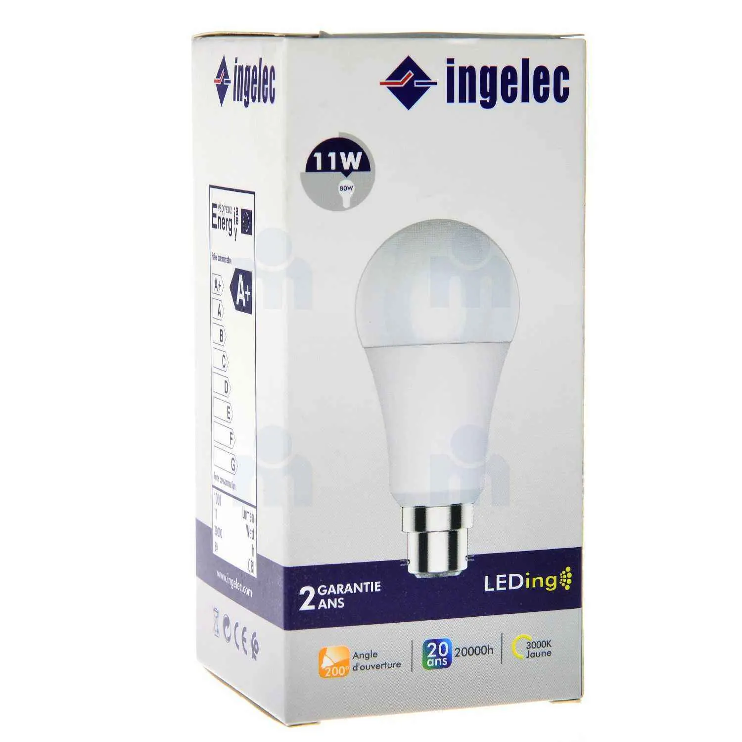 Ampoule LED 11W B22 3000K lumière jaune - INGELEC