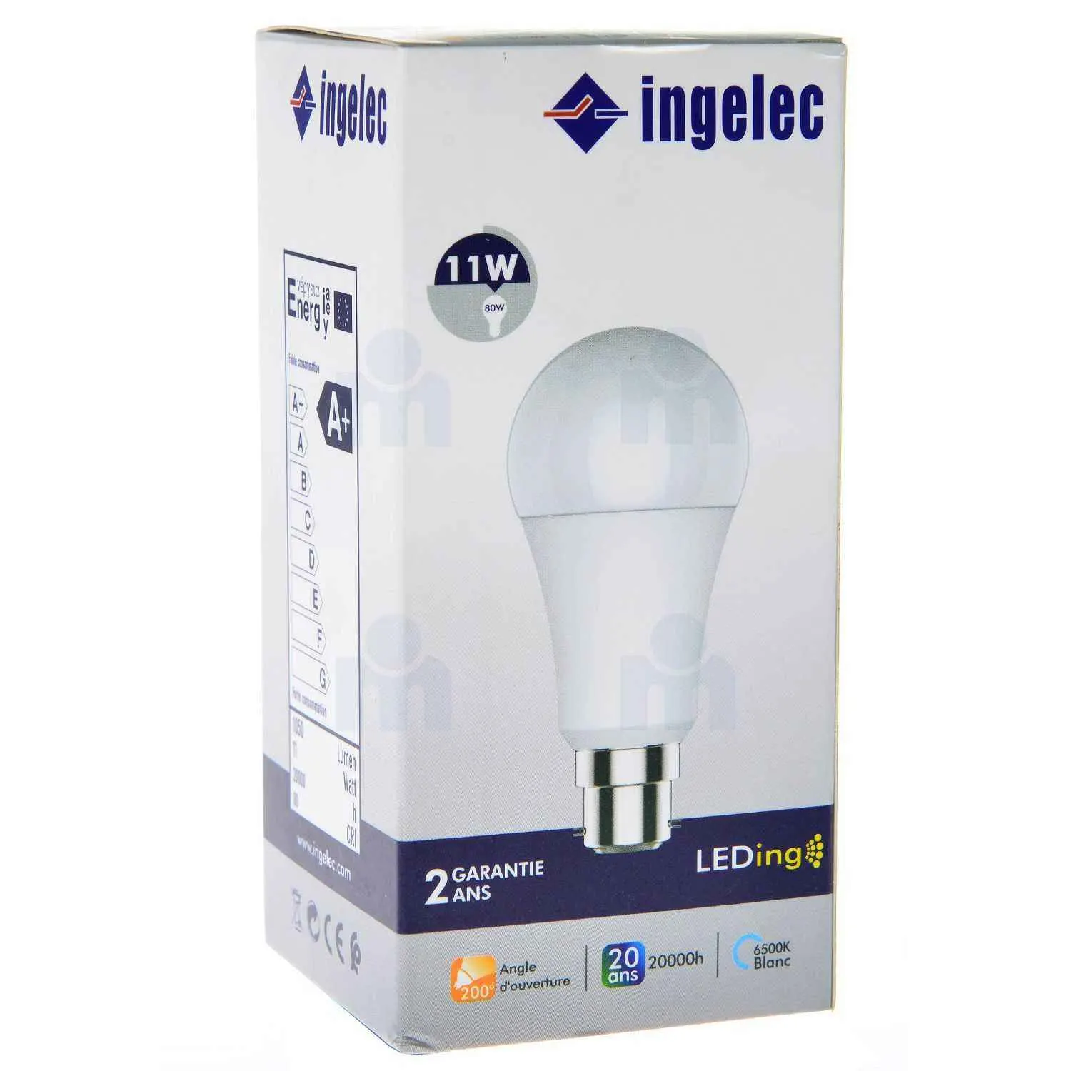 Ampoule LED 11W B22 6500K lumière blanche - INGELEC
