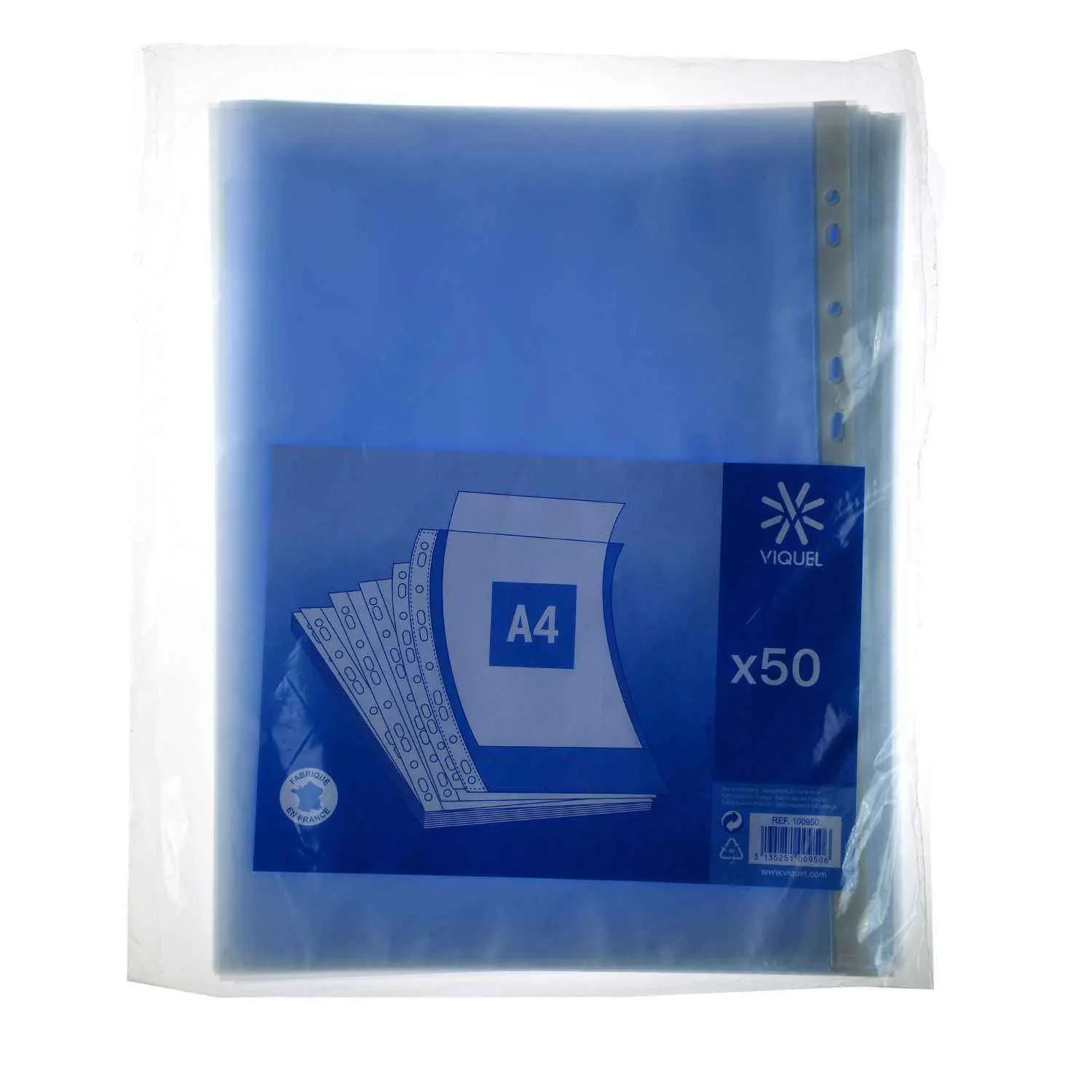 50 pochettes perforées A4 polypropylène incolore - VIQUEL