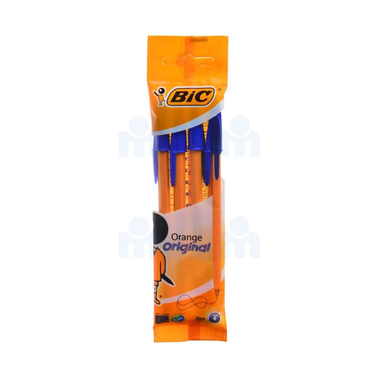 4 Stylos Bille pointe fine bleu Orange Original - BIC
