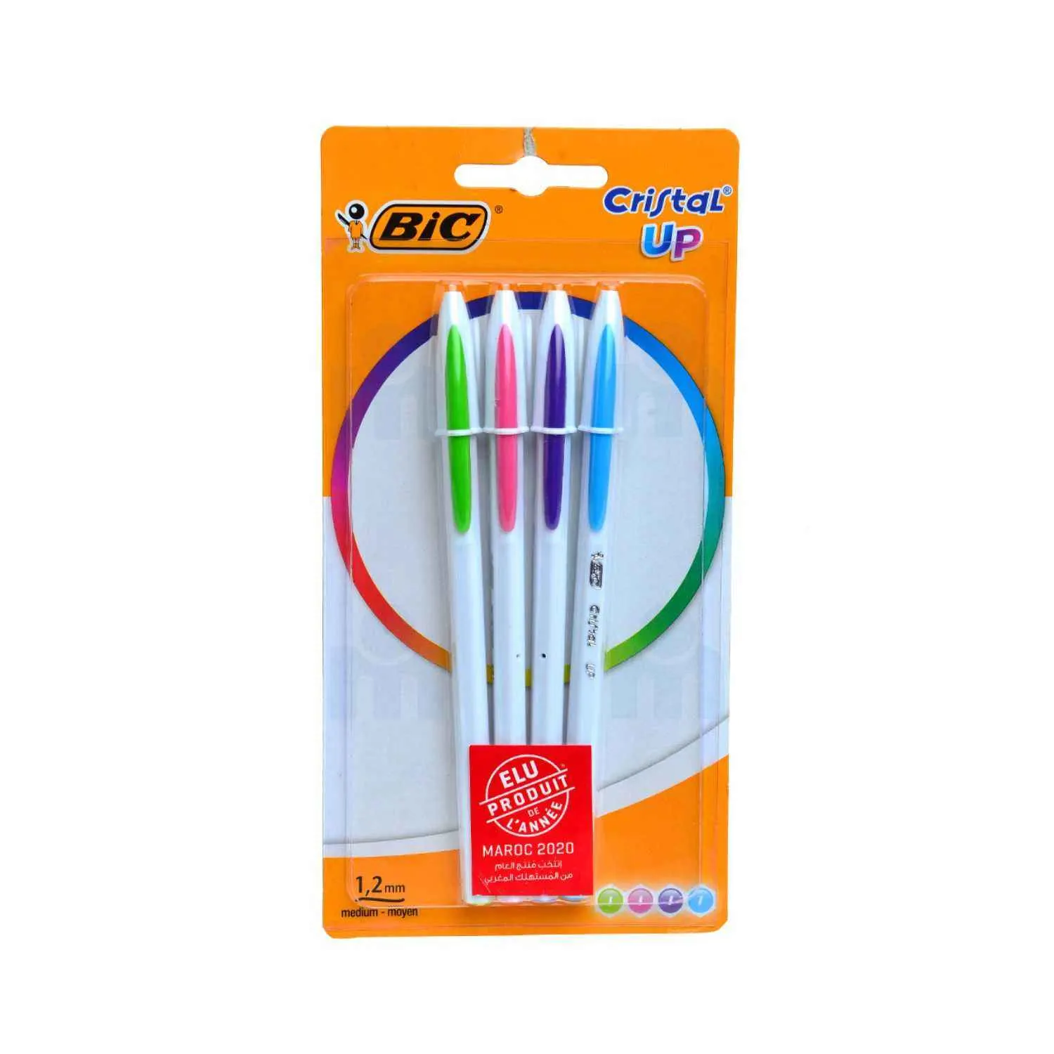 Stylo-bille Cristal Up pointe moyenne couleurs fantaisies x4 - BIC