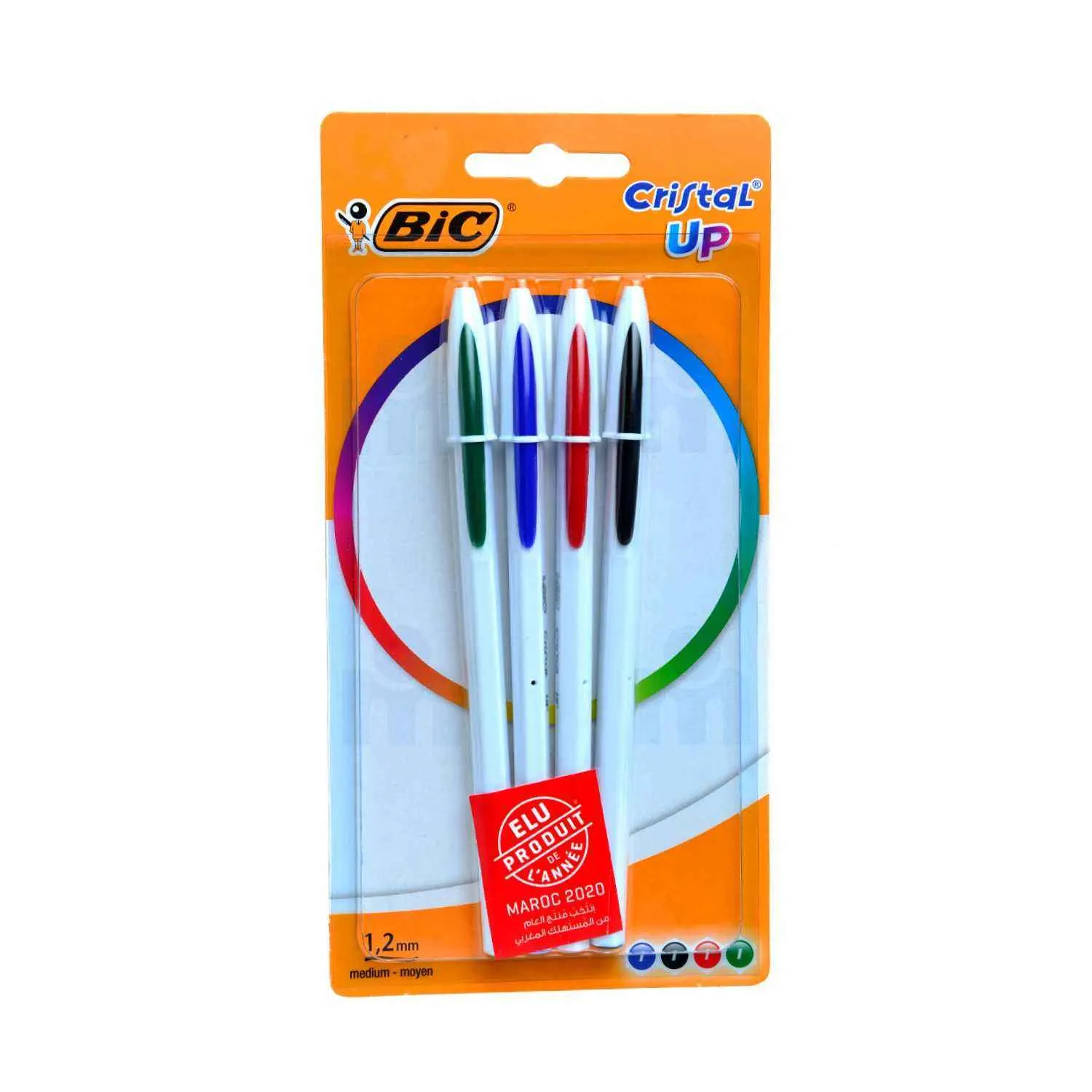 Stylo-bille Cristal Up x4 pointe moyenne couleurs classiques - BIC