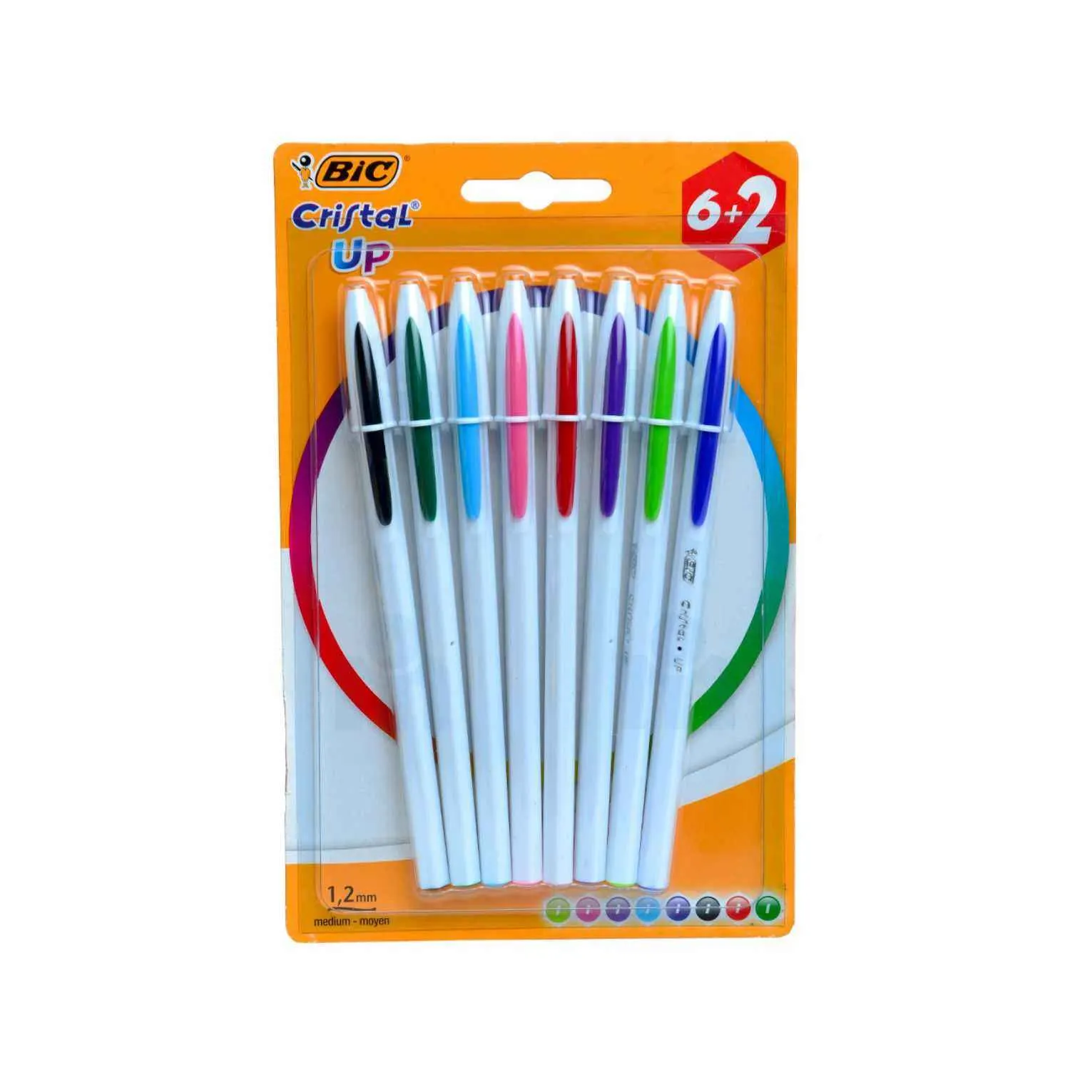 Stylo-bille Cristal Up pointe moyenne couleurs fantaisies et classiques x8 - BIC