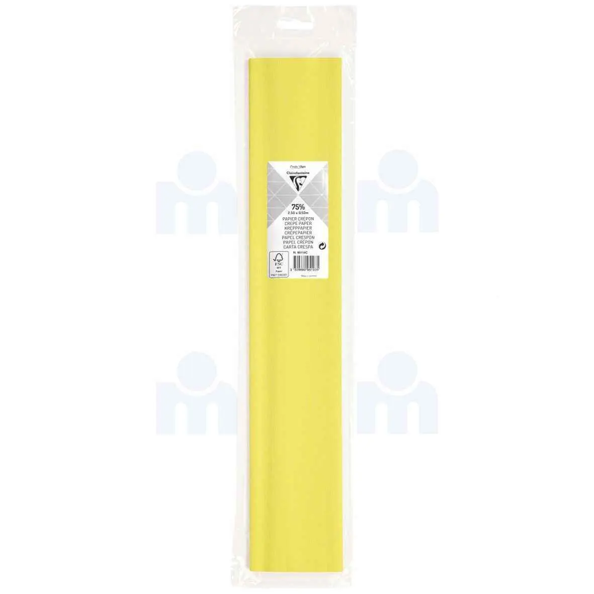 Rouleau de papier crépon 75% 50x250cm jaune paille - CLAIREFONTAINE