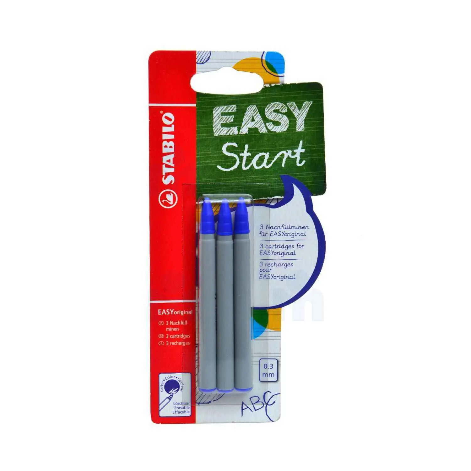 3 recharges pour EASYoriginal bleues blister 0,3mm - STABILO
