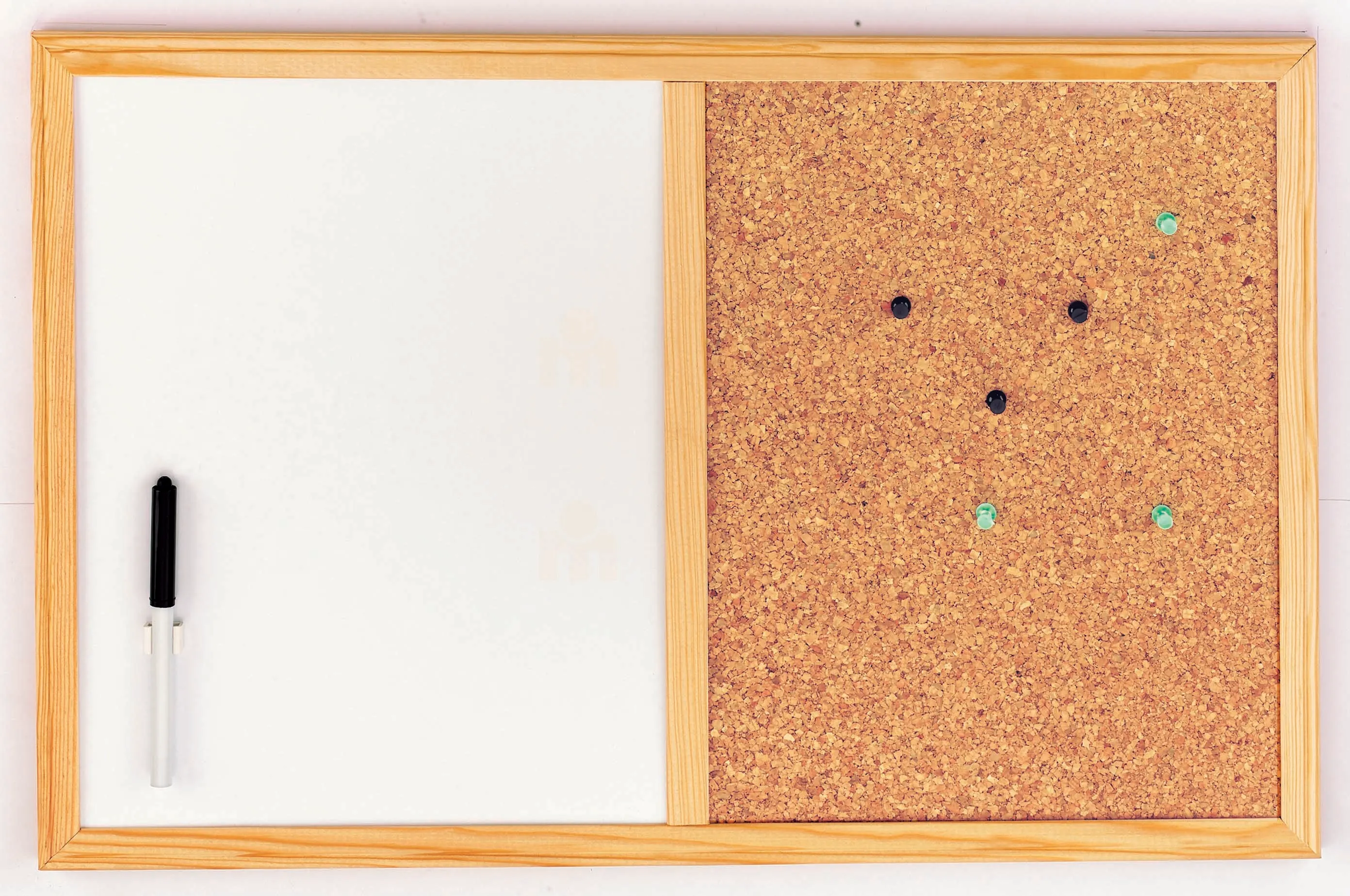 Tableau bivalent 60x40 cm + cadre pin + punaises + feutre - ULMANN