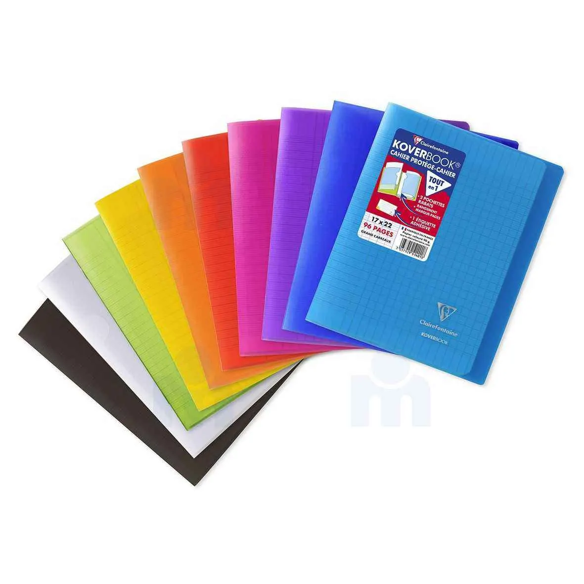 Cahier protège-cahier A5 grand carreaux séyès Koverbook 96p 90g -CLAIREFONTAINE