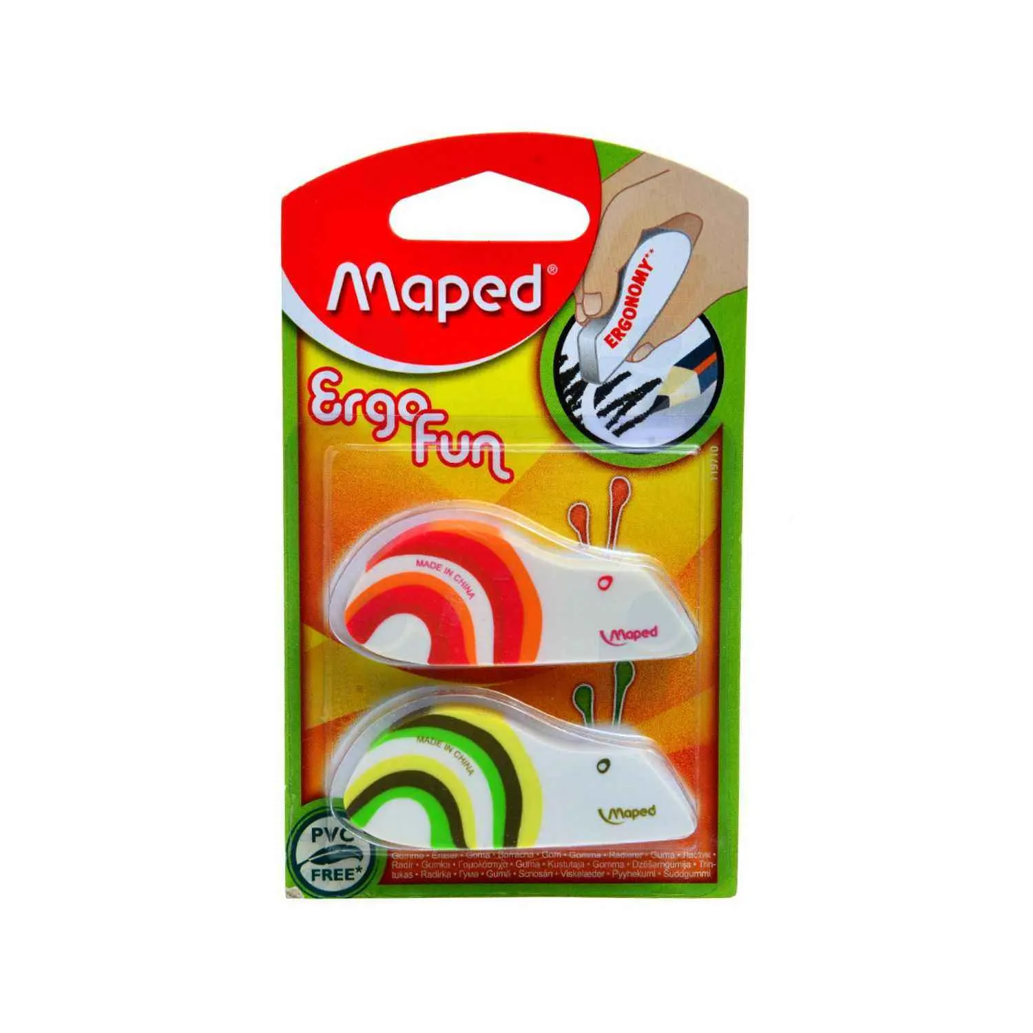 Gommes à effacer Ergo Fun en blister x2 - MAPED