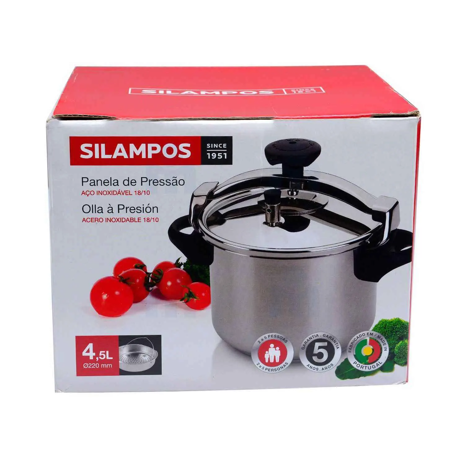 Cocotte autocuiseur avec panier 4,5 L inox - SILAMPOS