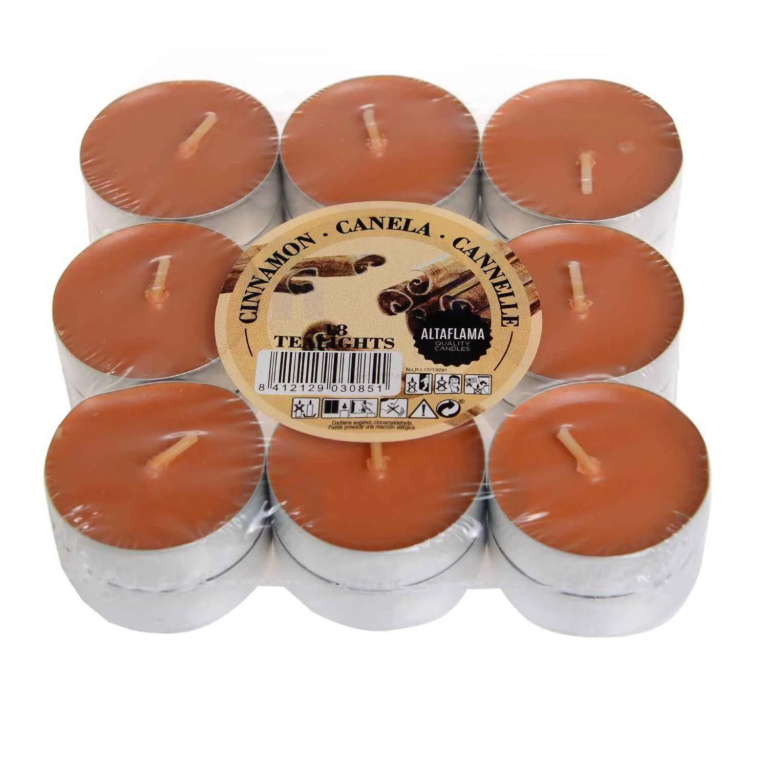 Bougies chauffe-plat parfumées cannelle 14x38mm x18 unités - ALTAFLAMA