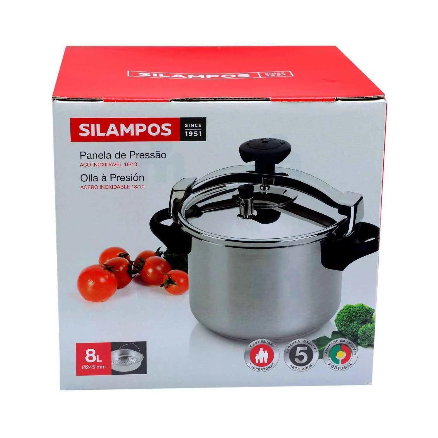 Cocotte autocuiseur avec panier inox 8 L - SILAMPOS