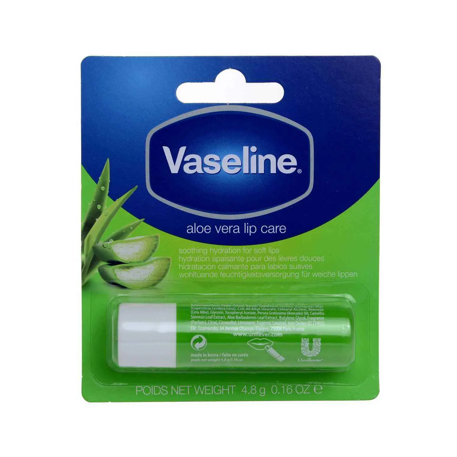 Stick baume à lèvres aloe vera lip care 4,8g - VASELINE
