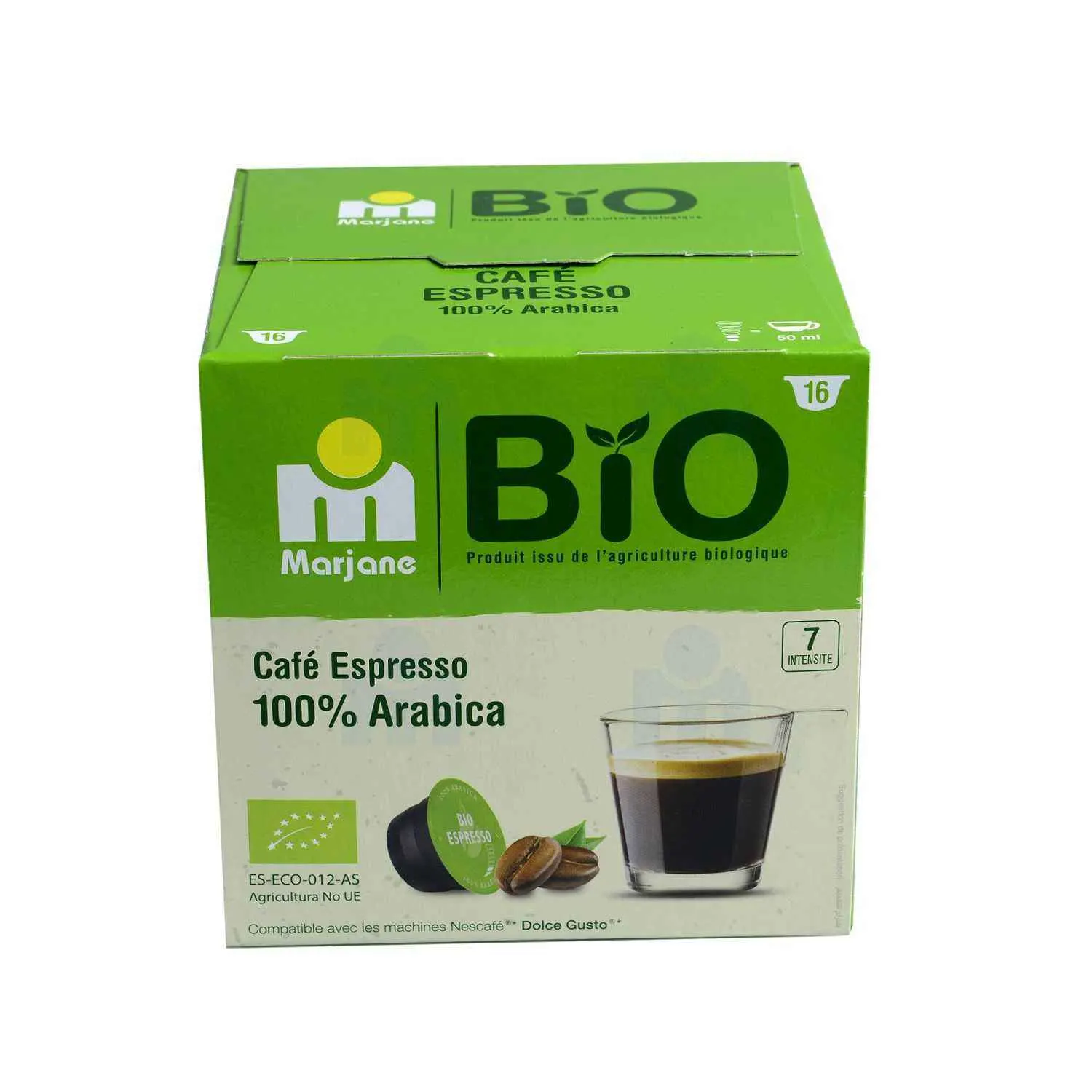 Capsules de café Espresso n°7 bio 100%arabica x16pièces Dolce Gusto 112g-MARJANE
