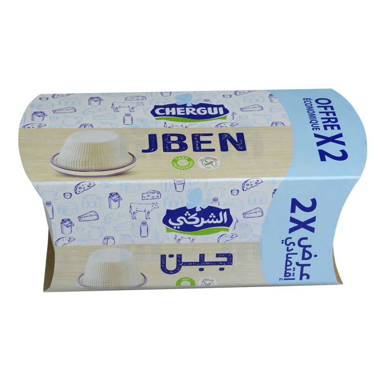Fromage frais à tartiner Jben duo 2x190g - CHERGUI