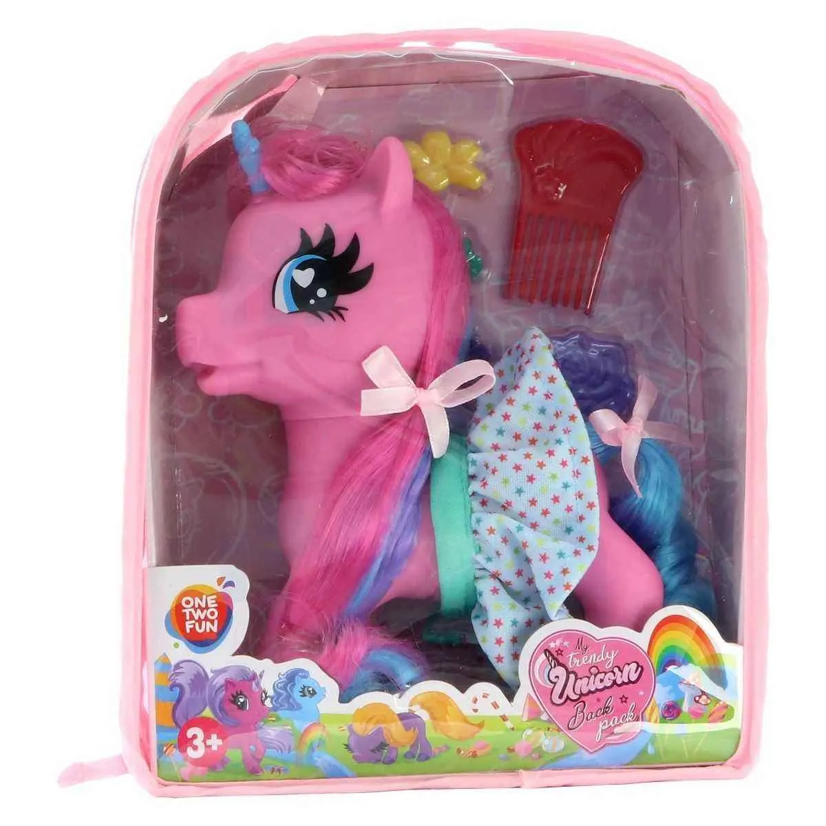 Ensemble sac à dos + Licorne colorée et accessoires 20cm - ONE TWO FUN