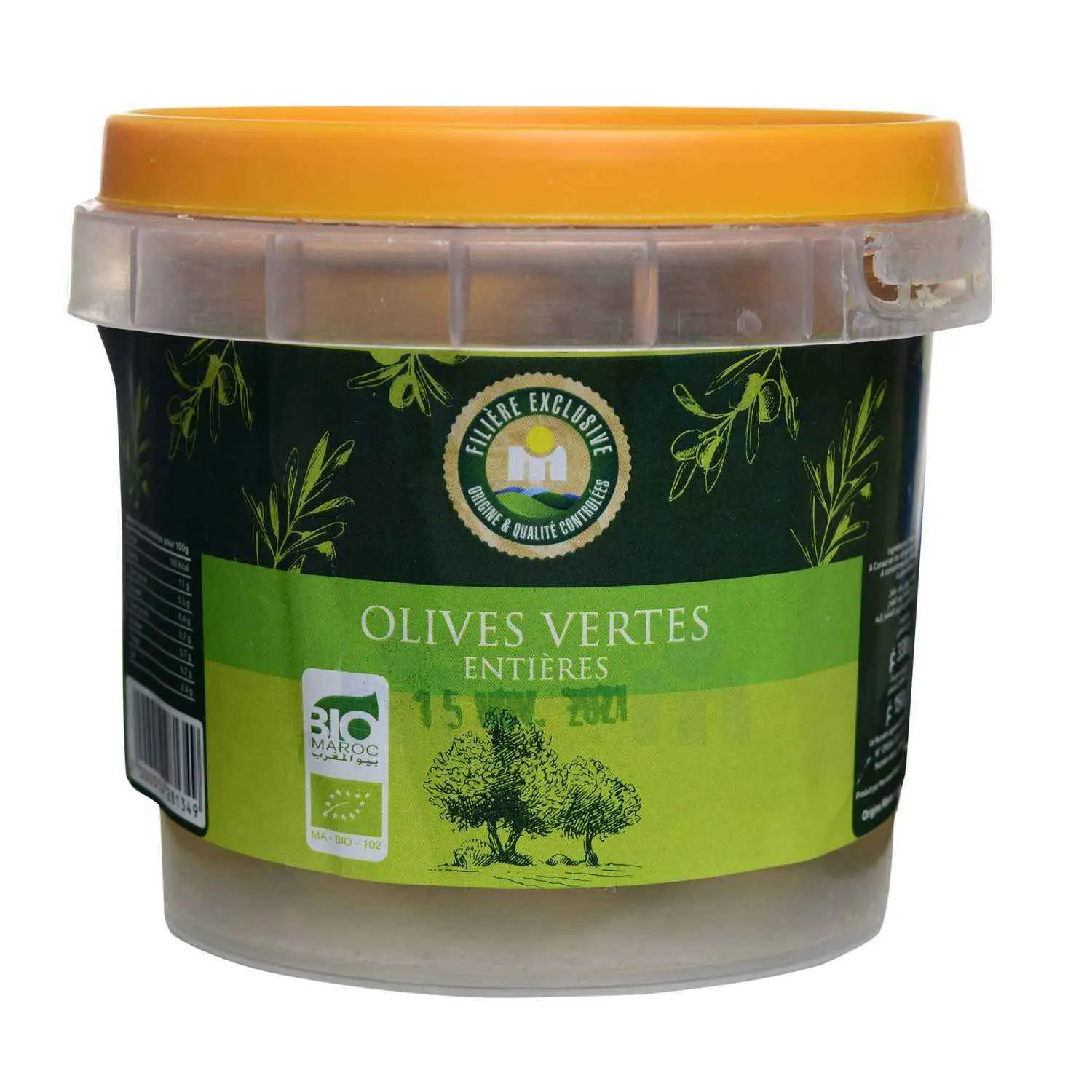 Olives vertes entières bio en boîte 150g - FILIERE M