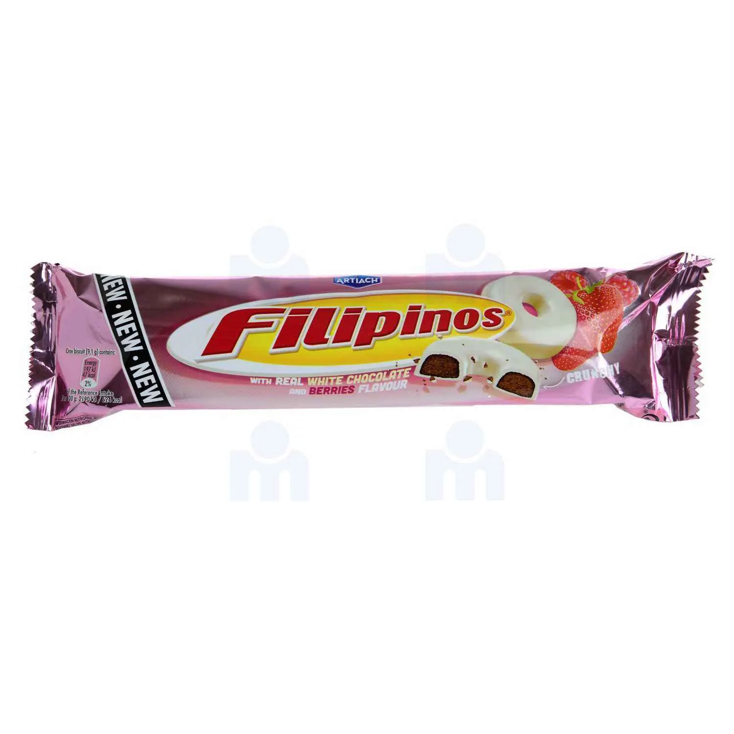 Biscuits saveur fruits rouges enrobés au chocolat blanc 128g - FILIPINOS