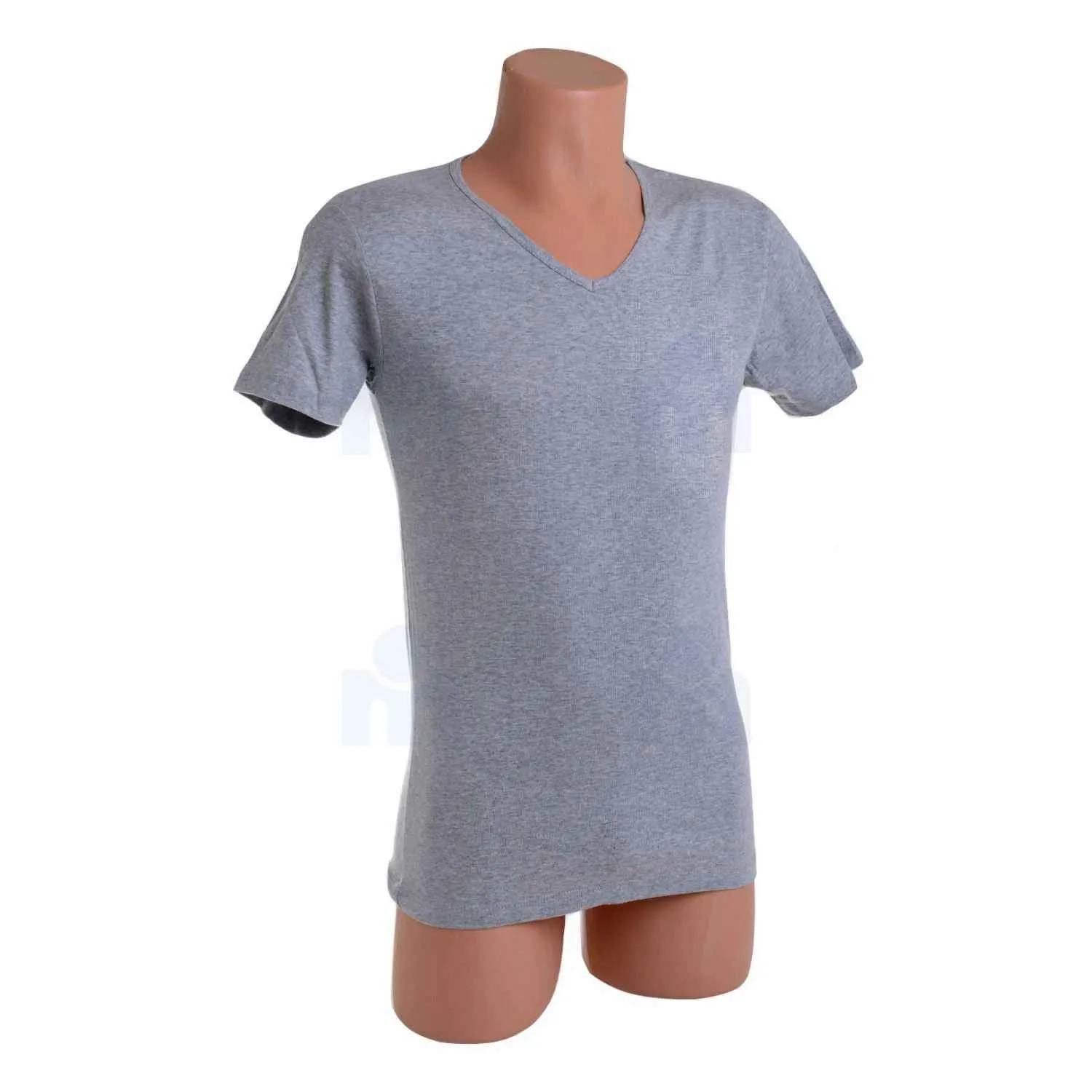 T-shirt Authentic MC6703 col V taille 6 gris chiné - PARTNER'S