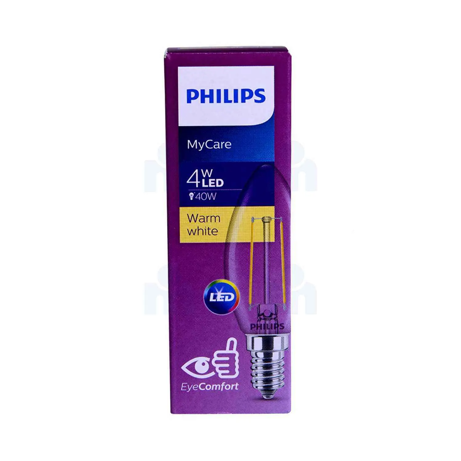 Ampoule LED filament bougie transparante E14 lumière blanche chaude - PHILIPS