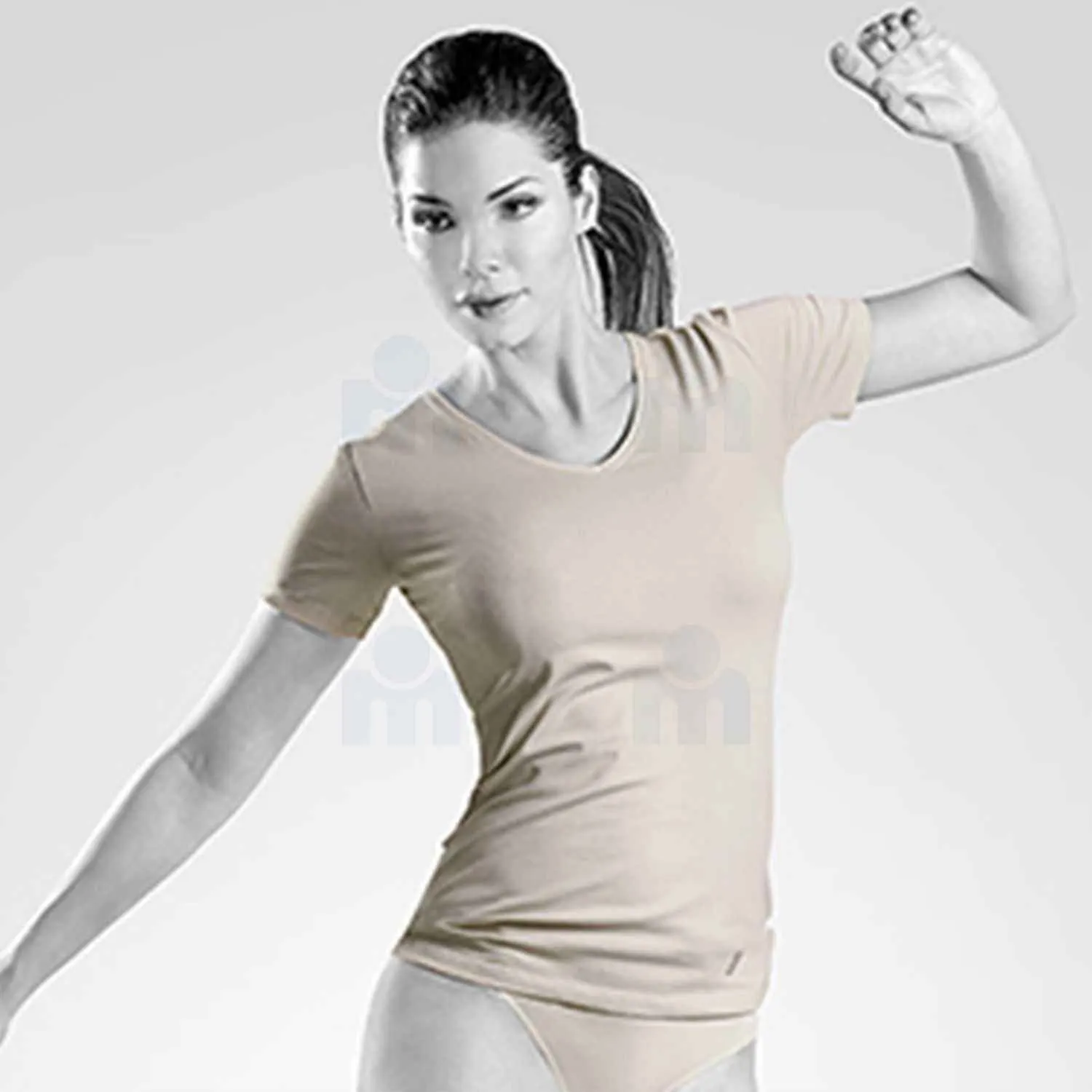 T-shirt col V manche courte 5000 taille M blanc - PARTNER S