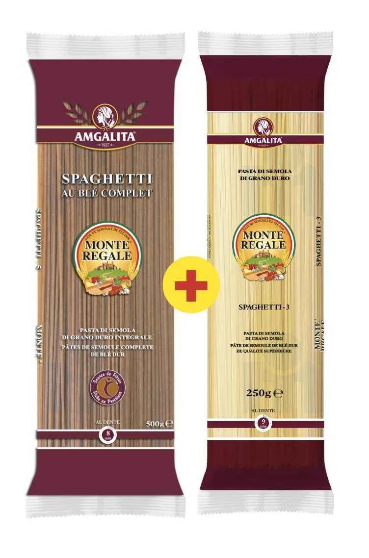 Spaghetti blé complet 500g + spaghetti 250g - MONTE REGALE