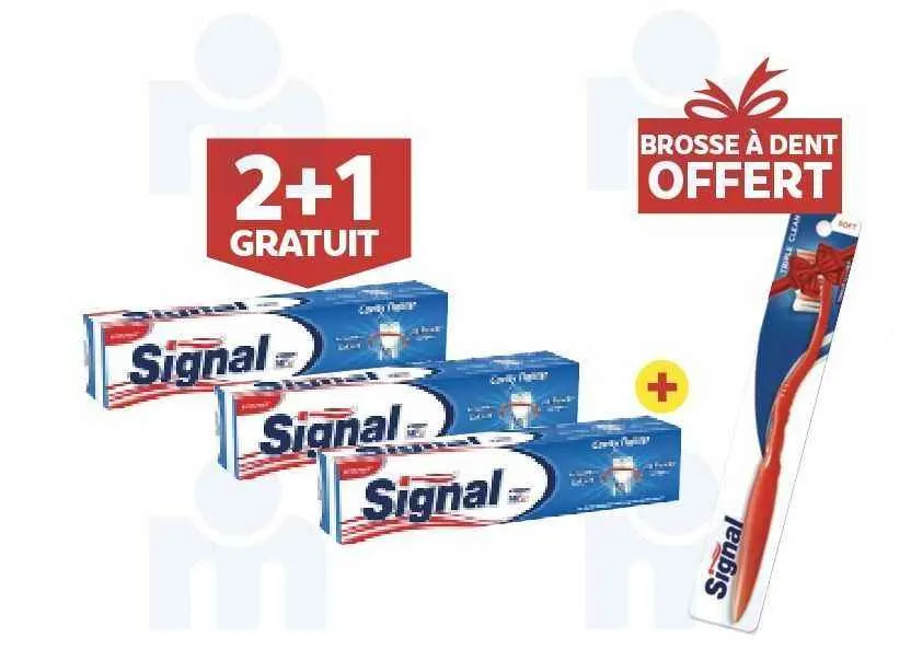 Dentifrices anti caries 3x75ml + brosse à dent offerte - SIGNAL