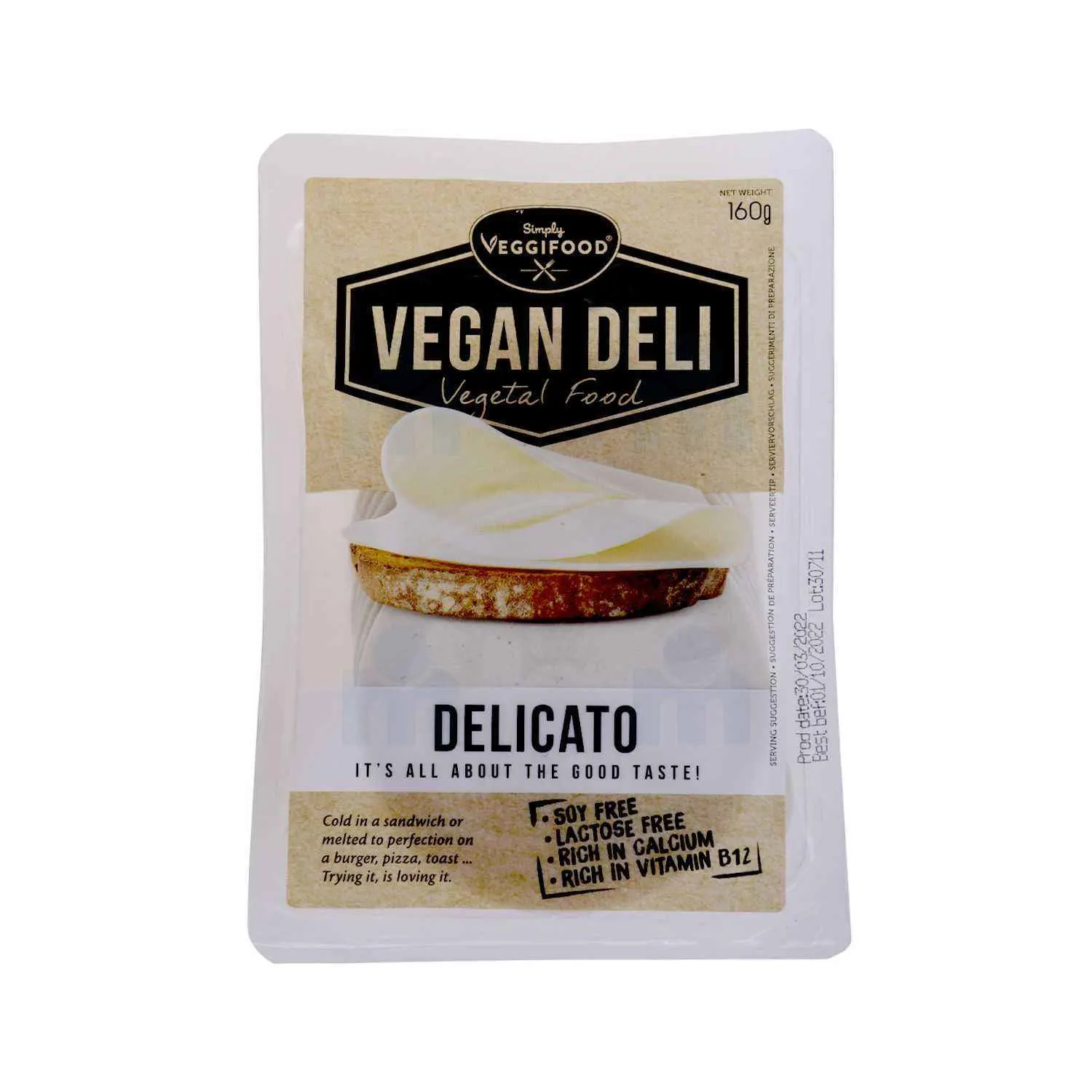 Fromage en tranches végétaliennes goût mozarella Delicato 160g -VEGAN DELI