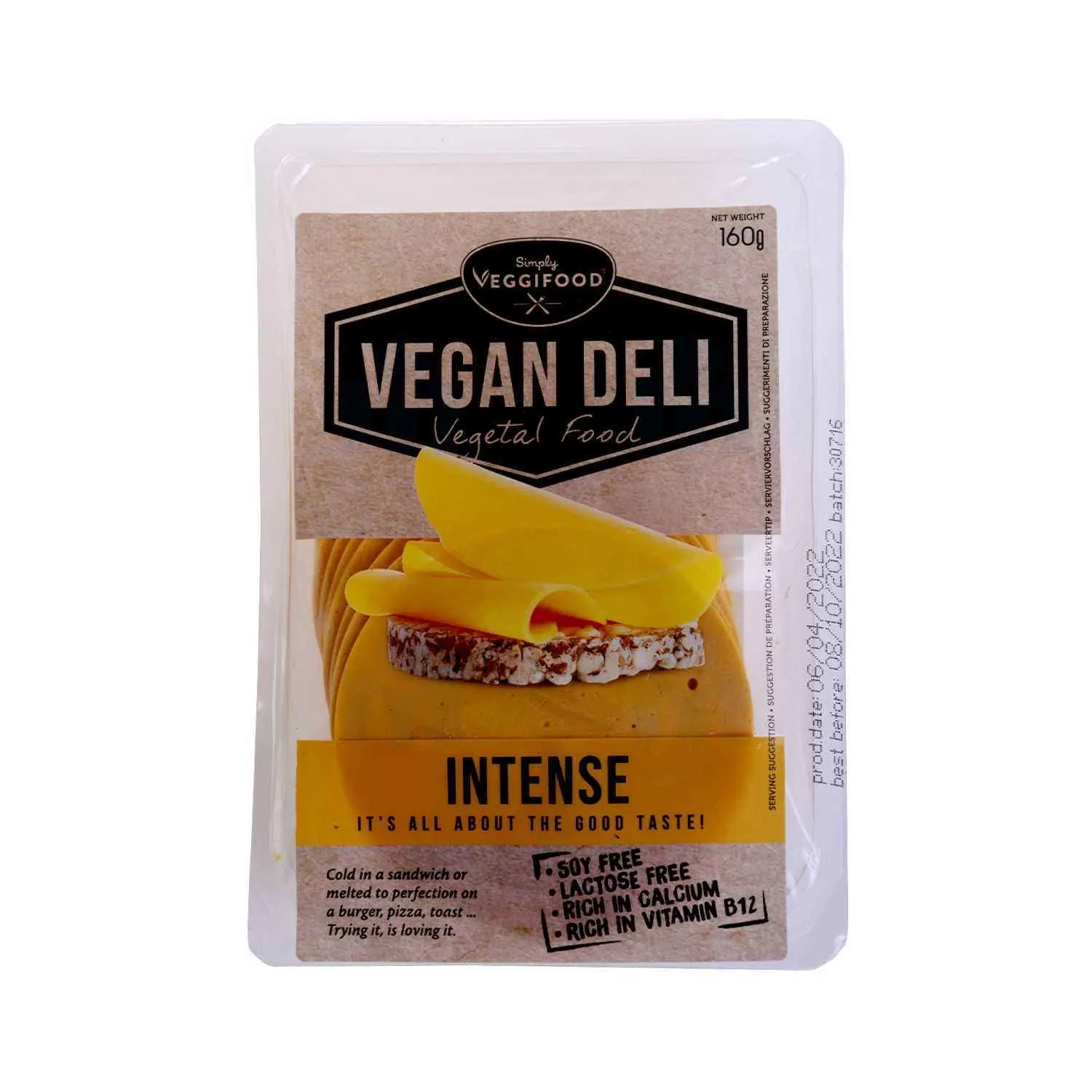 Fromage tranches végétaliennes à base huiles végétales Intense 160g - VEGAN DELI
