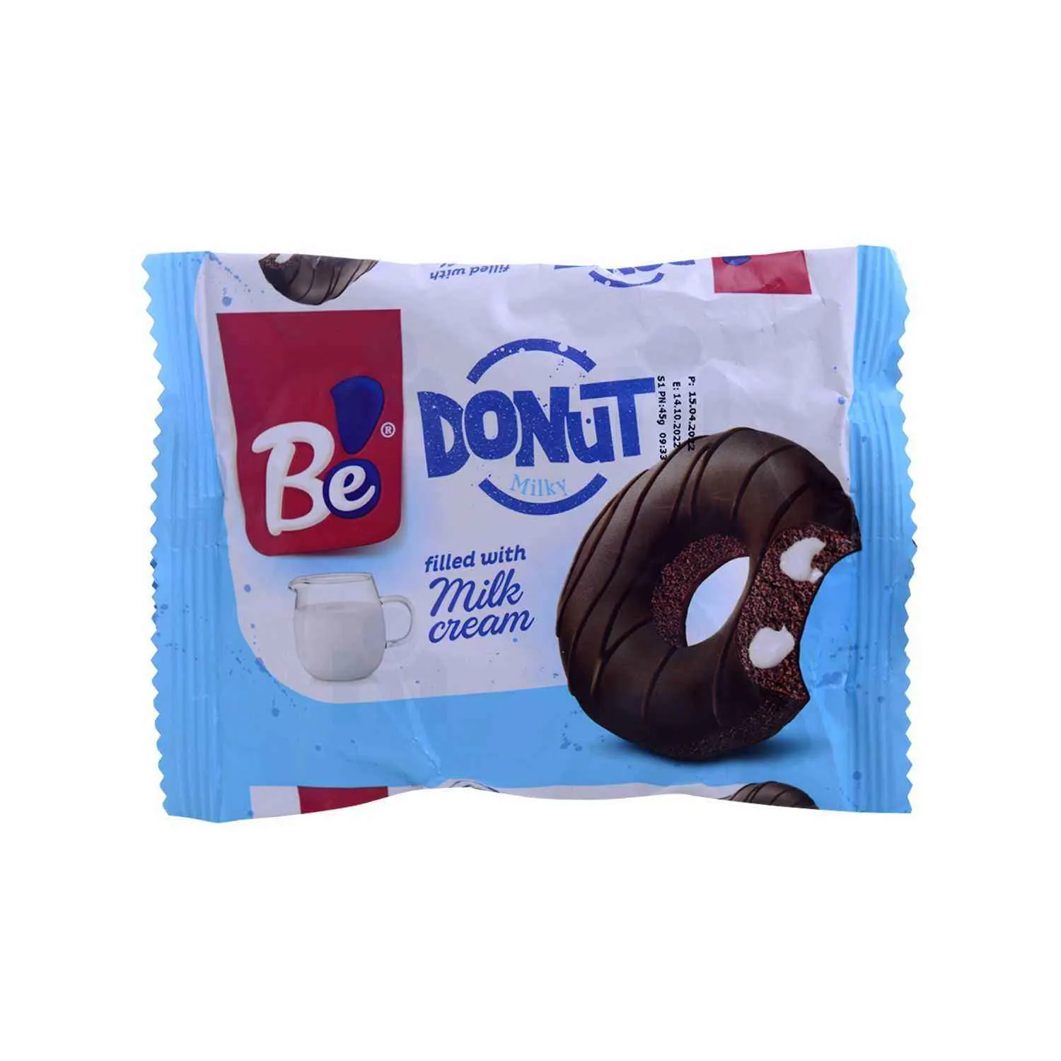 Cake cacao fourré crème lait et enrobé au cacao Donut Milky 45g - BE