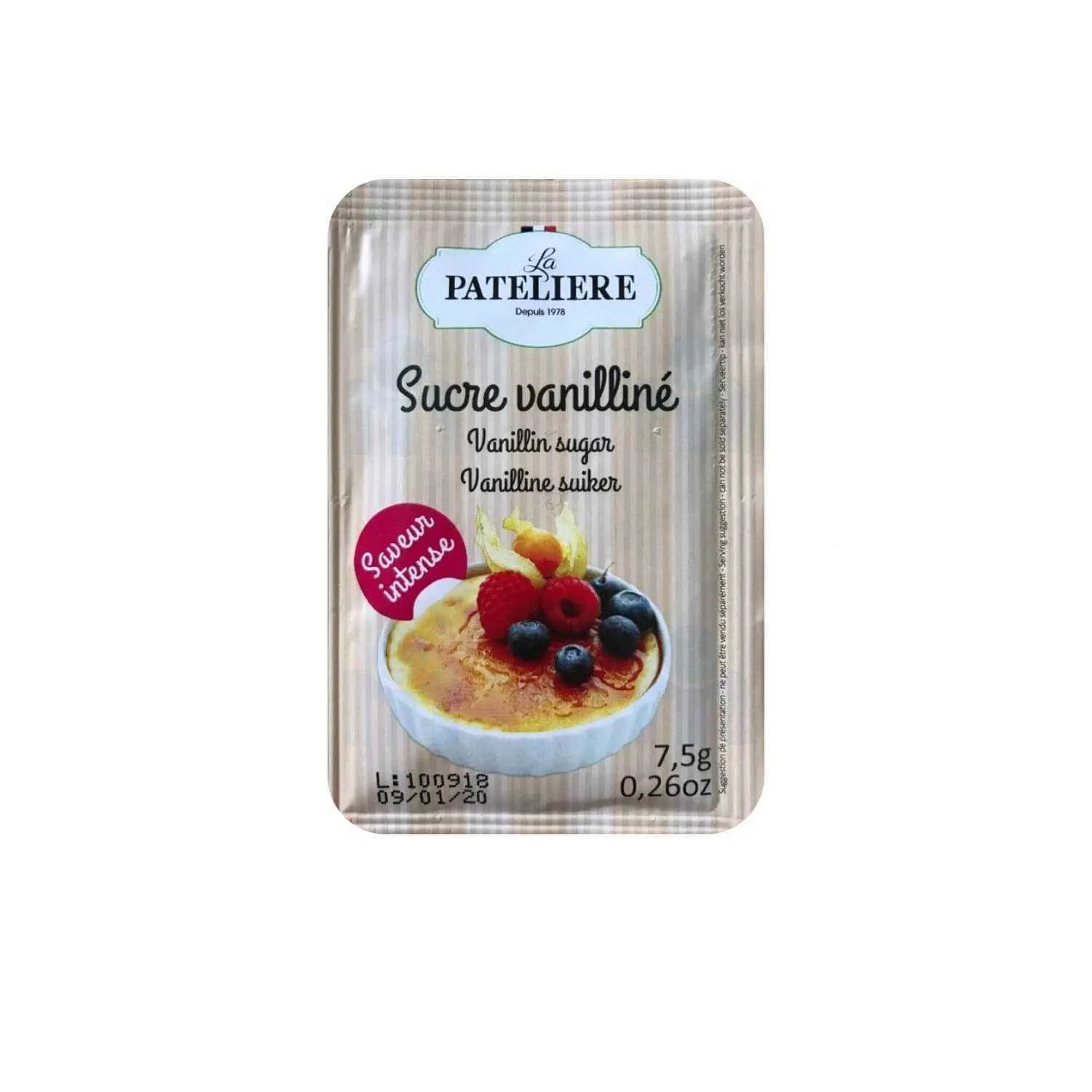 Sucre vanille 10 sachets x7,5g - LA PATELIERE
