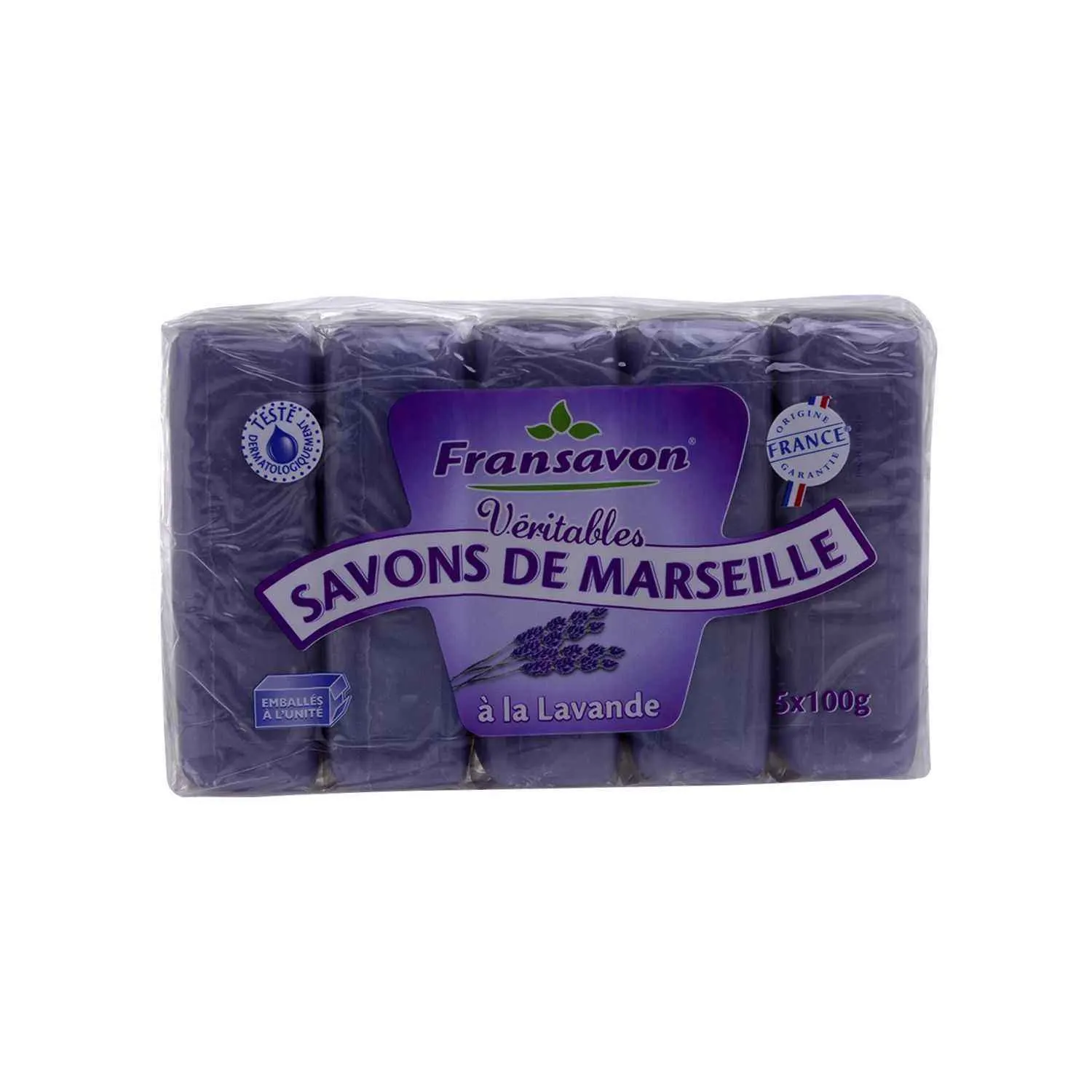 Savons de marseille à la lavande Véritables 5x100g - FRANSAVON