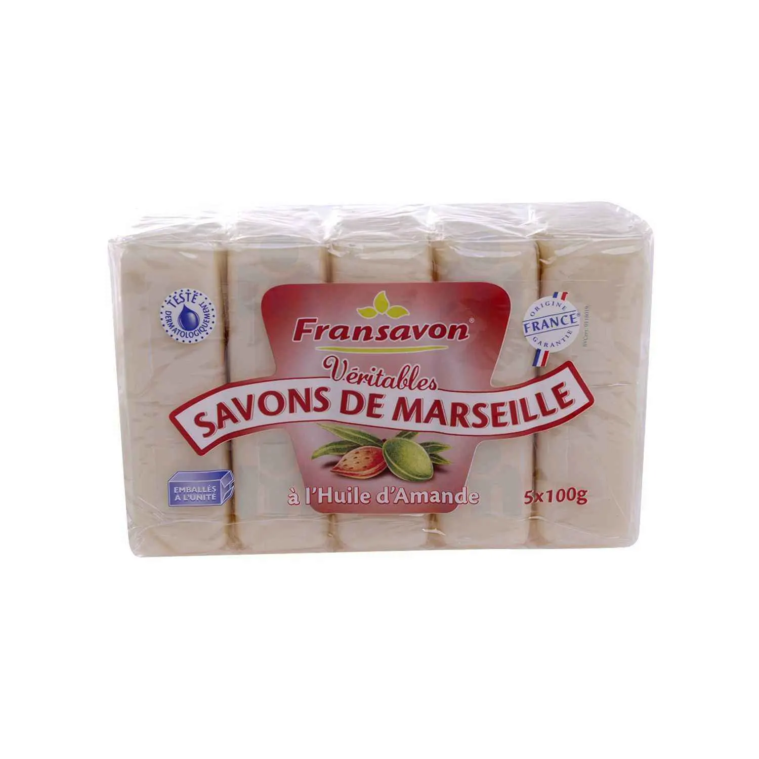 Savons de marseille huile amande 5x100g - FRANSAVON