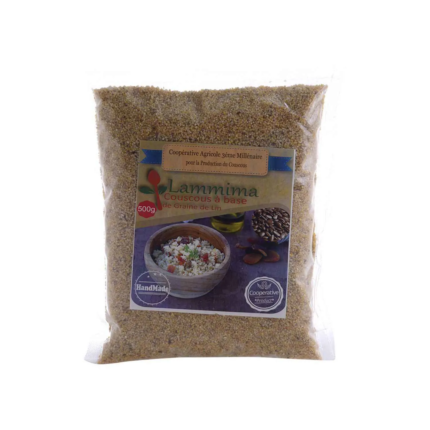 Couscous avec les graines de lin sans gluten sachet en plastique 500g - LAMMIMA