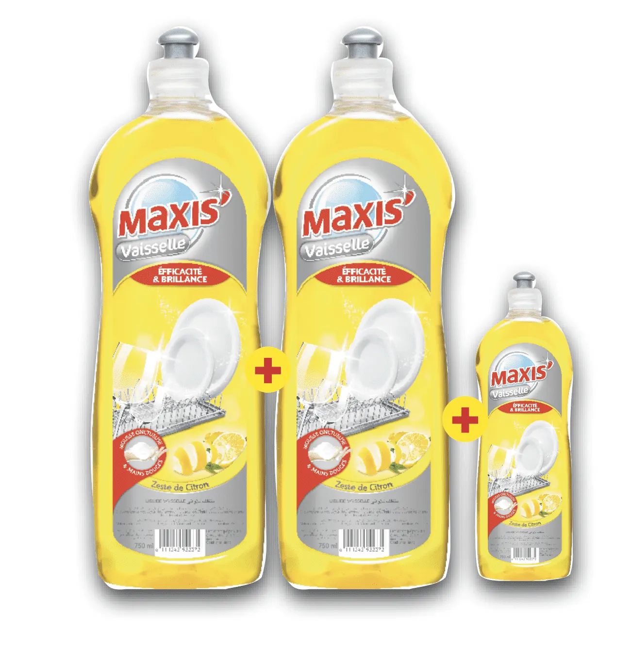 2 liquides vaisselle zeste citron 750ml + liquide vaisselle 300ml offert - MAXIS