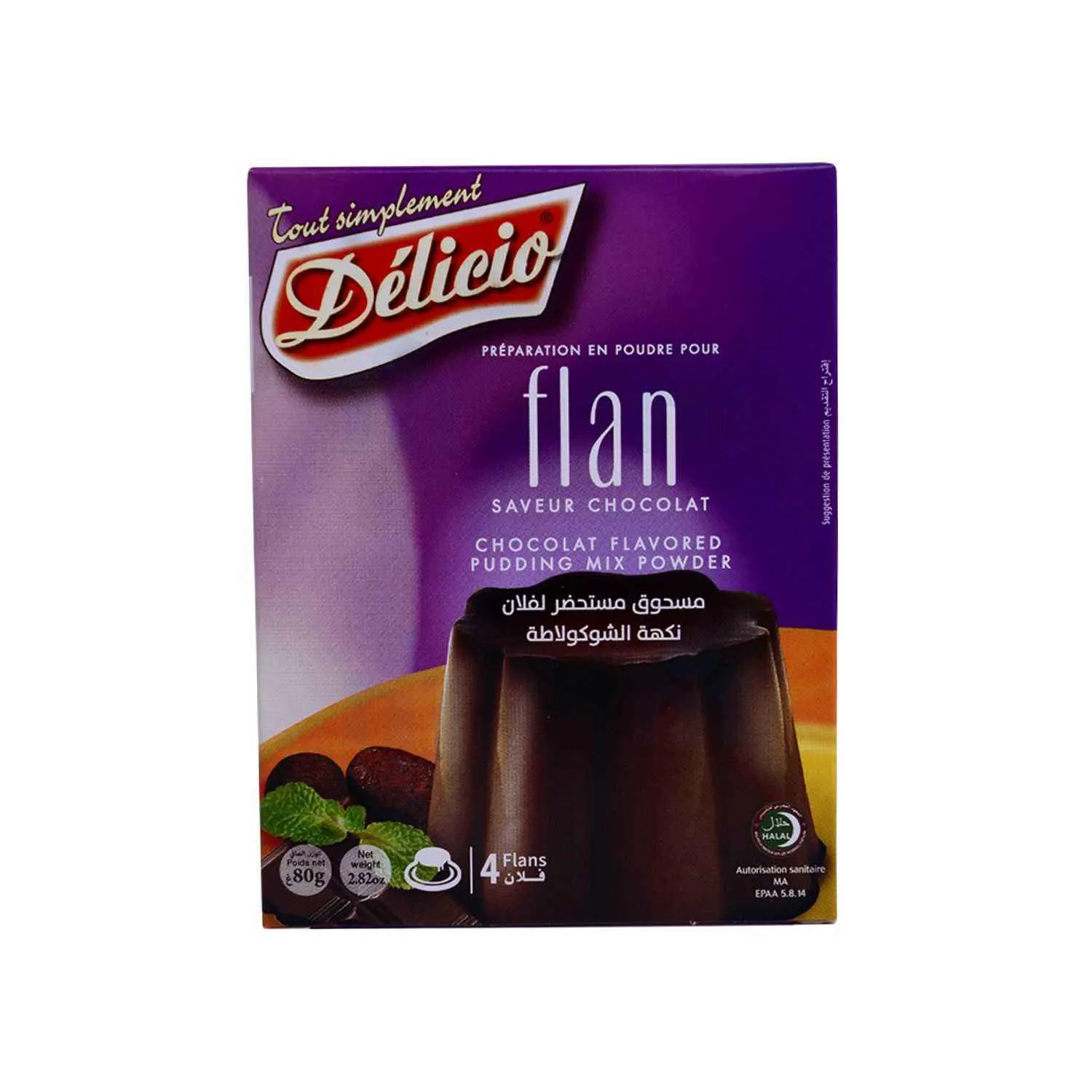 Préparation en poudre pour flan chocolat 80g - DÉLICIO