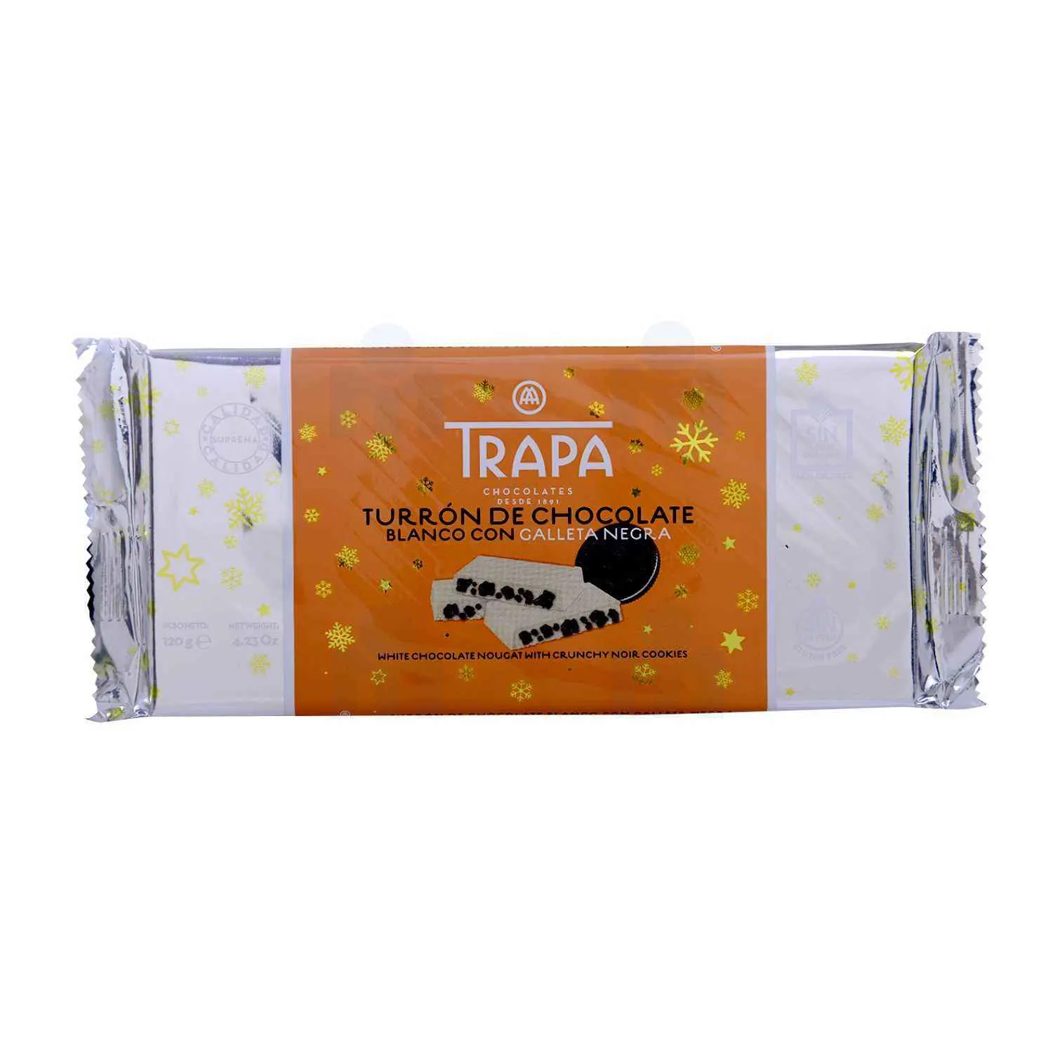Turron nougat chocolat blanc avec cookies noirs 120g - TRAPA
