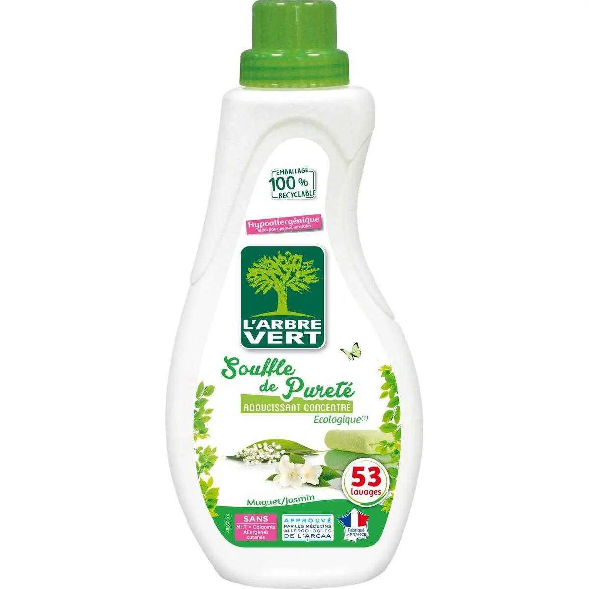 Adoucissant souffle de pureté muguet jasmin 800ml - L'ARBRE VERT
