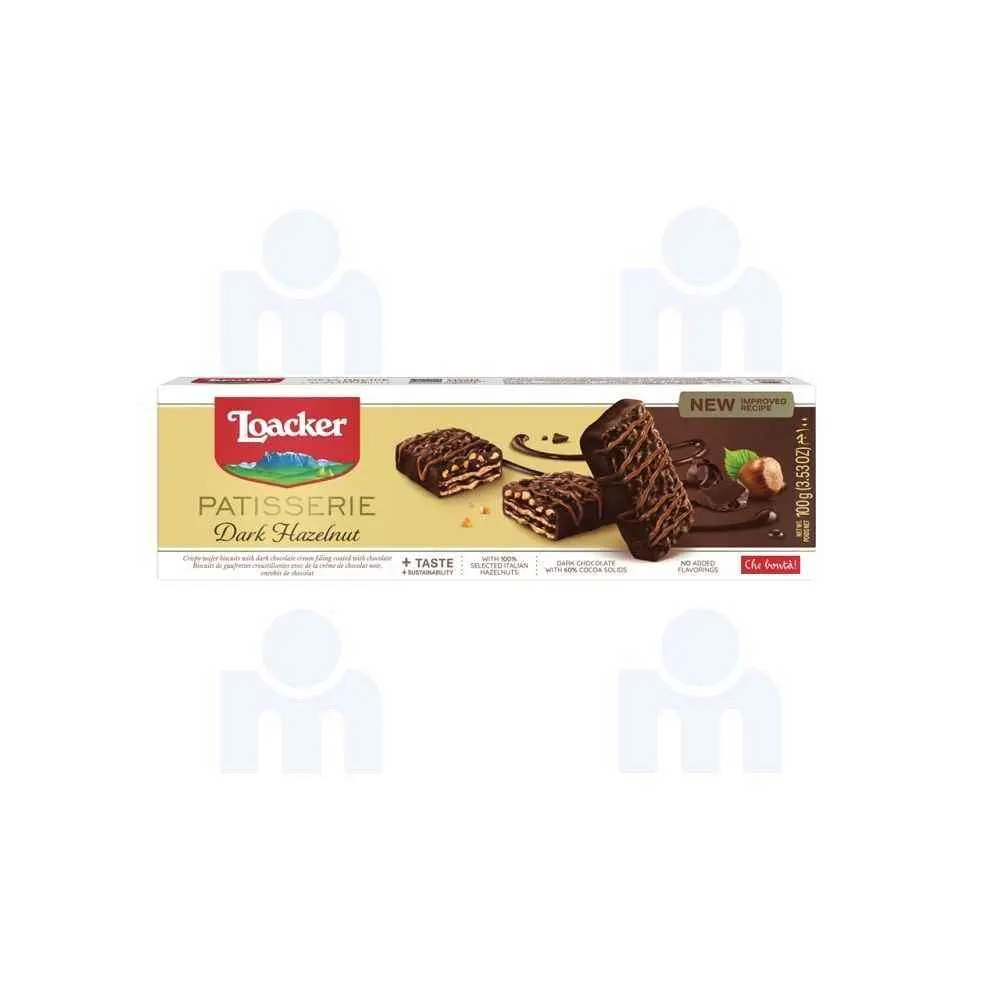 Gaufrettes au chocolat noir et aux noisettes 100g - LOACKER