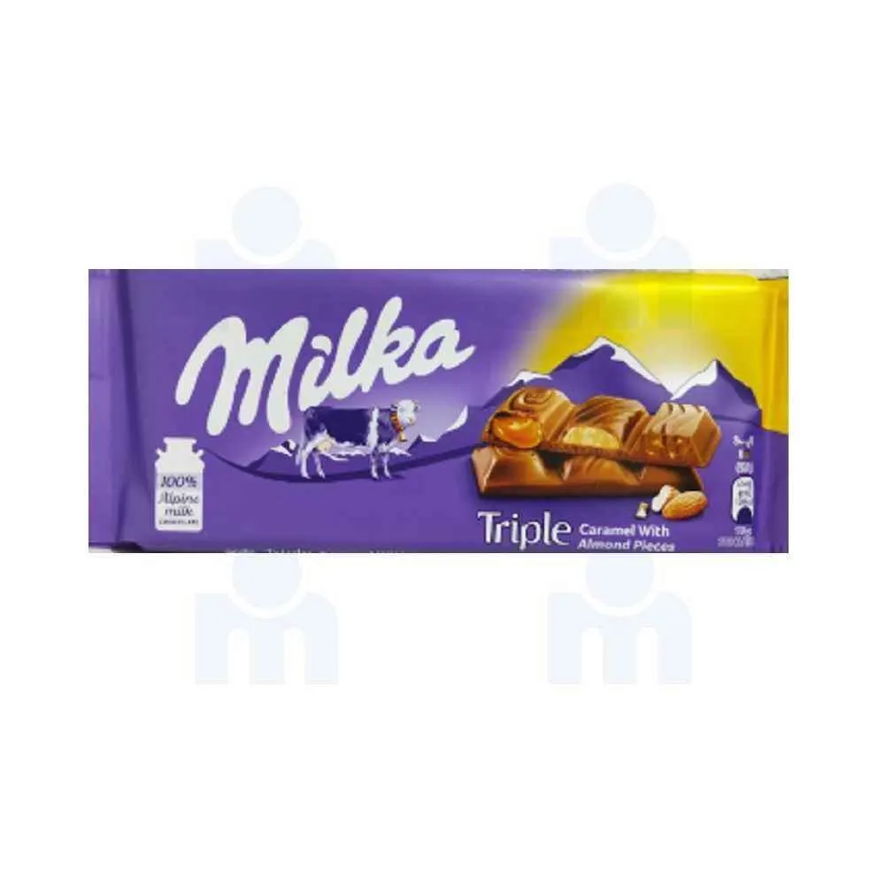 Tablette de chocolat au lait Alpin triple caramel 90g - MILKA