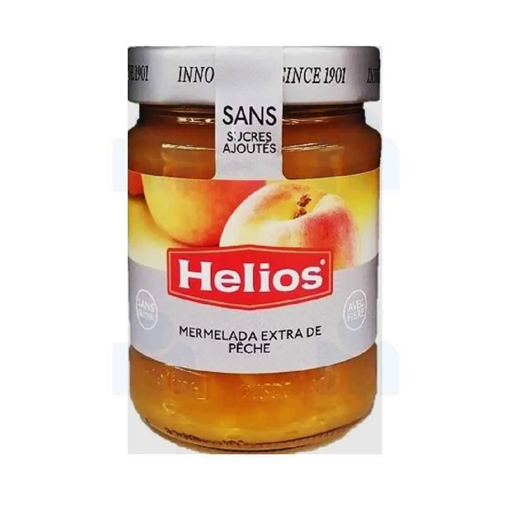 Confiture extra de pêches sans sucre ajouté flacon 280g - HELIOS