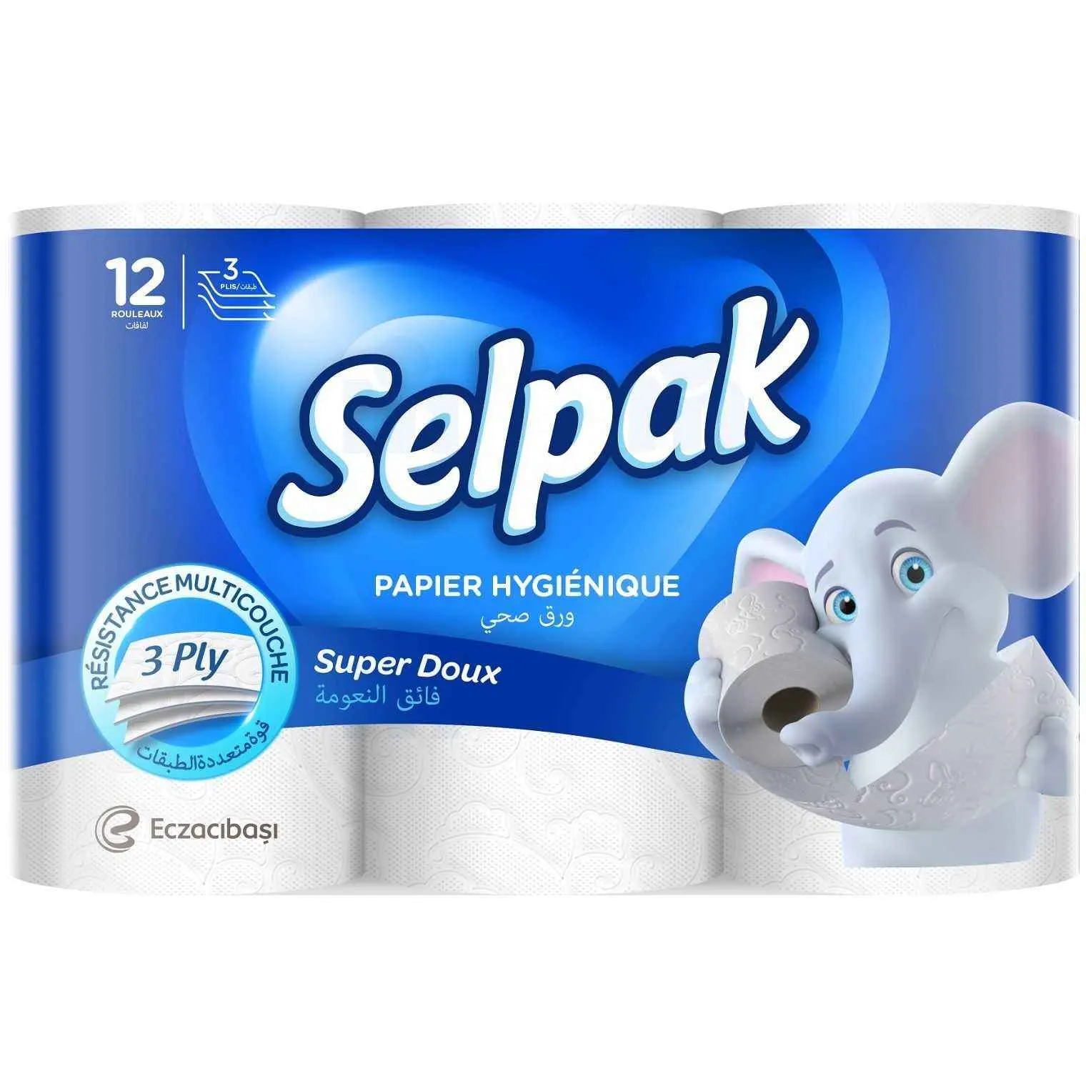 Papier toilette blanc super soft 3 plis x12pcs - SELPAK