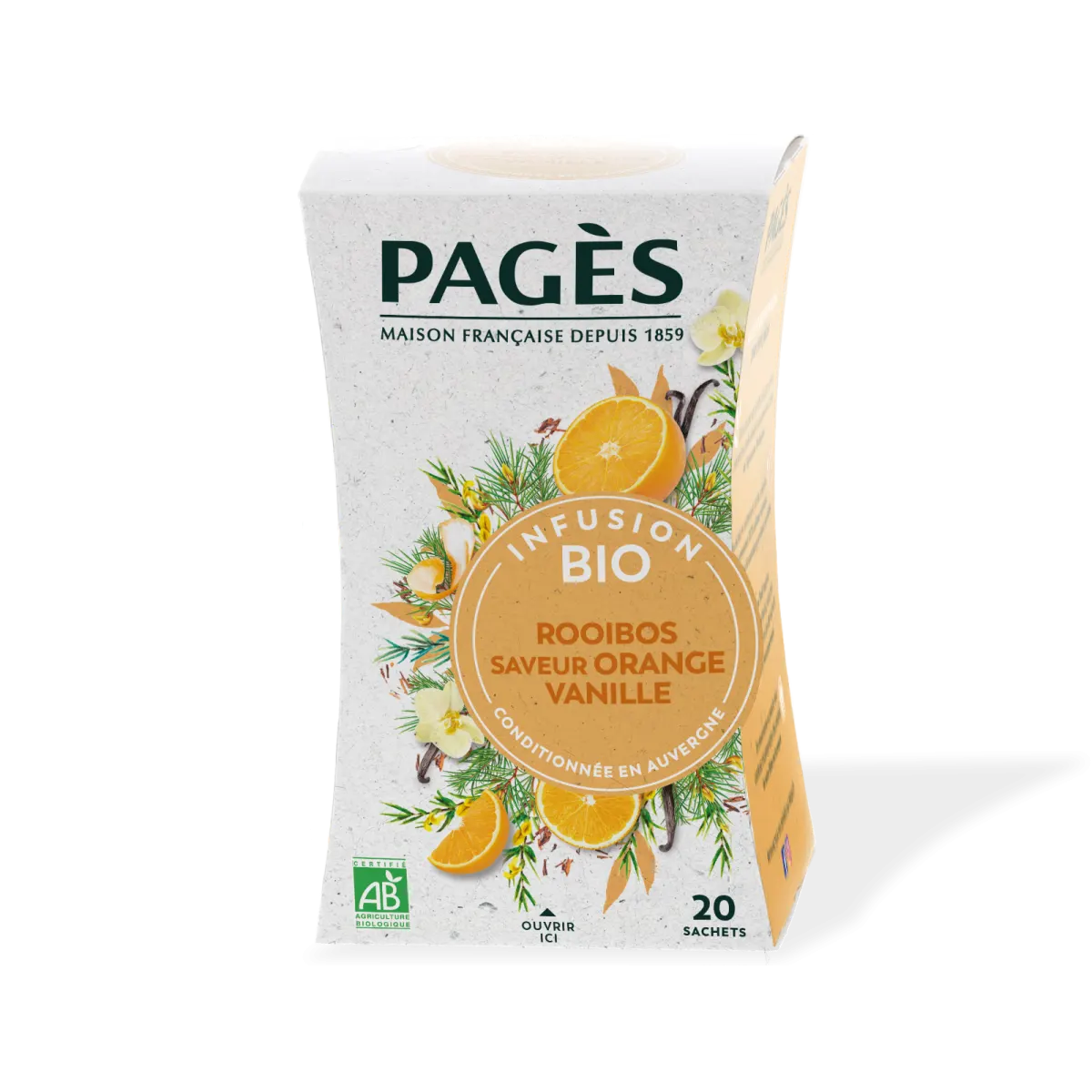 Thé noir bio au Rooibos et à la saveur Vanille Doux x20 sachets - PAGÈS